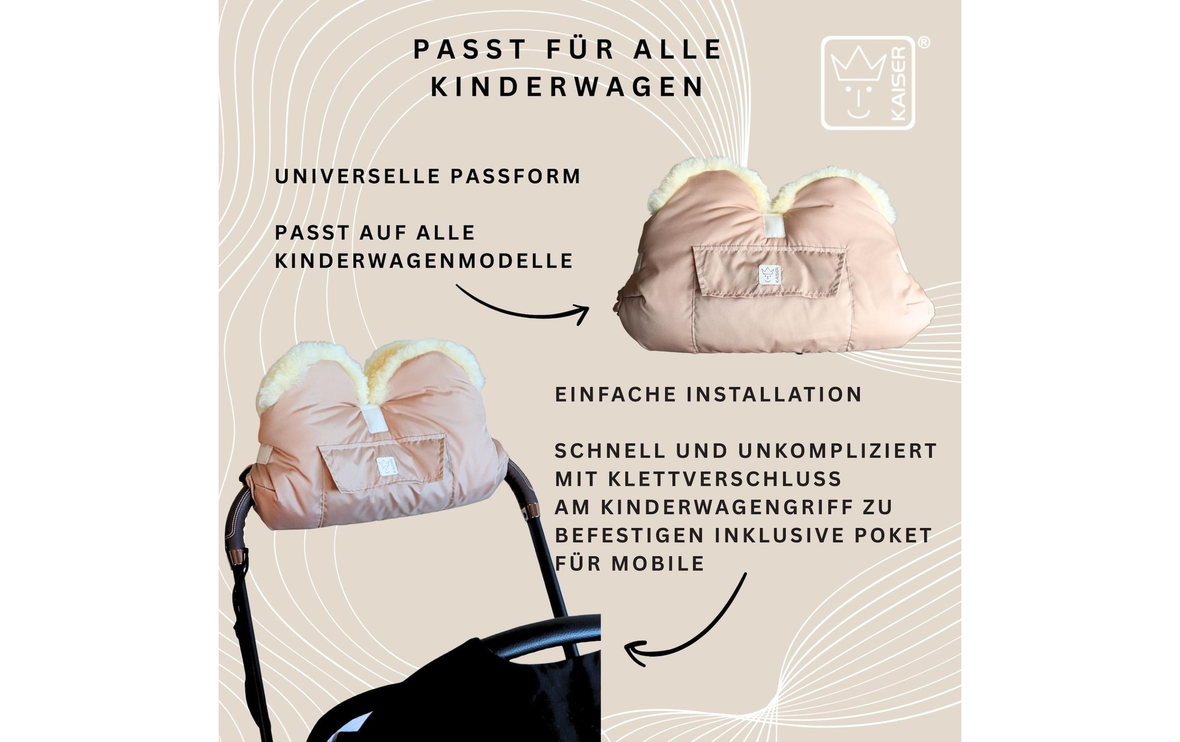 Kaiser Kinderwagen-Handwärmer »Lammfell Big Sand«