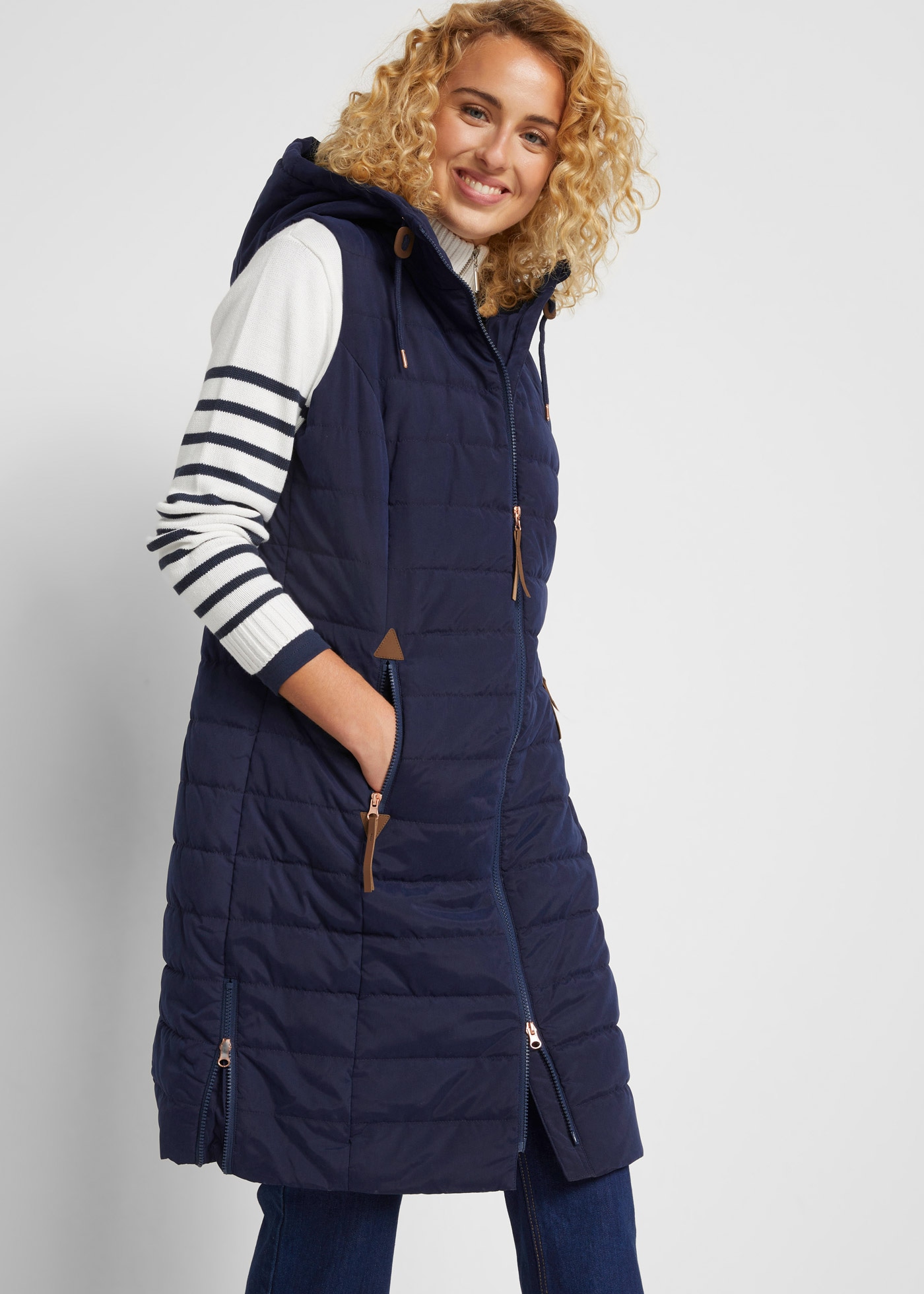 bonprix Gilet matelassé gilet long matelassé confortable, coupe ample, longueur genou