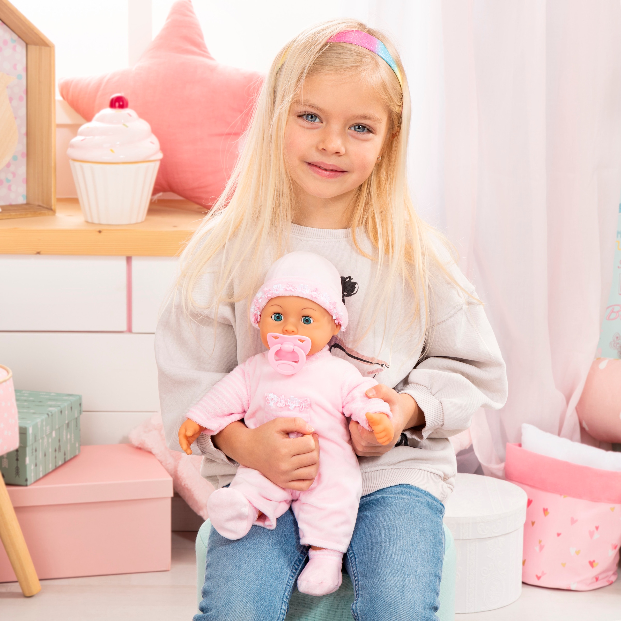 Bayer Poupée bébé »First Words Baby, 38 cm rosa« mit Schlafaugen und Babygeräuschen