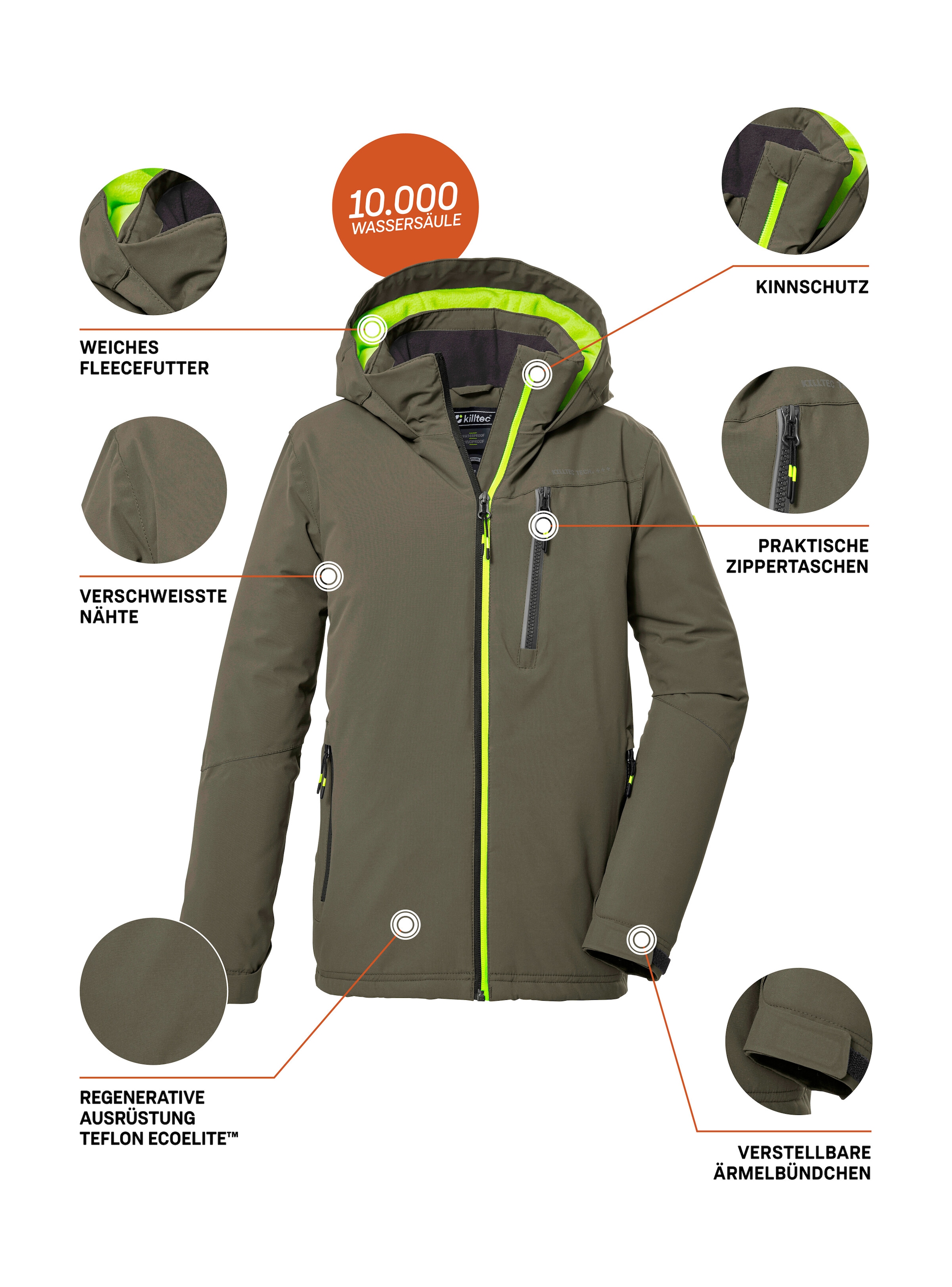 Killtec Veste d'extérieur »KOW 159 BYS JCKT« Wasser- und winddichte Kids Winterjacke mit Fleece-Futter