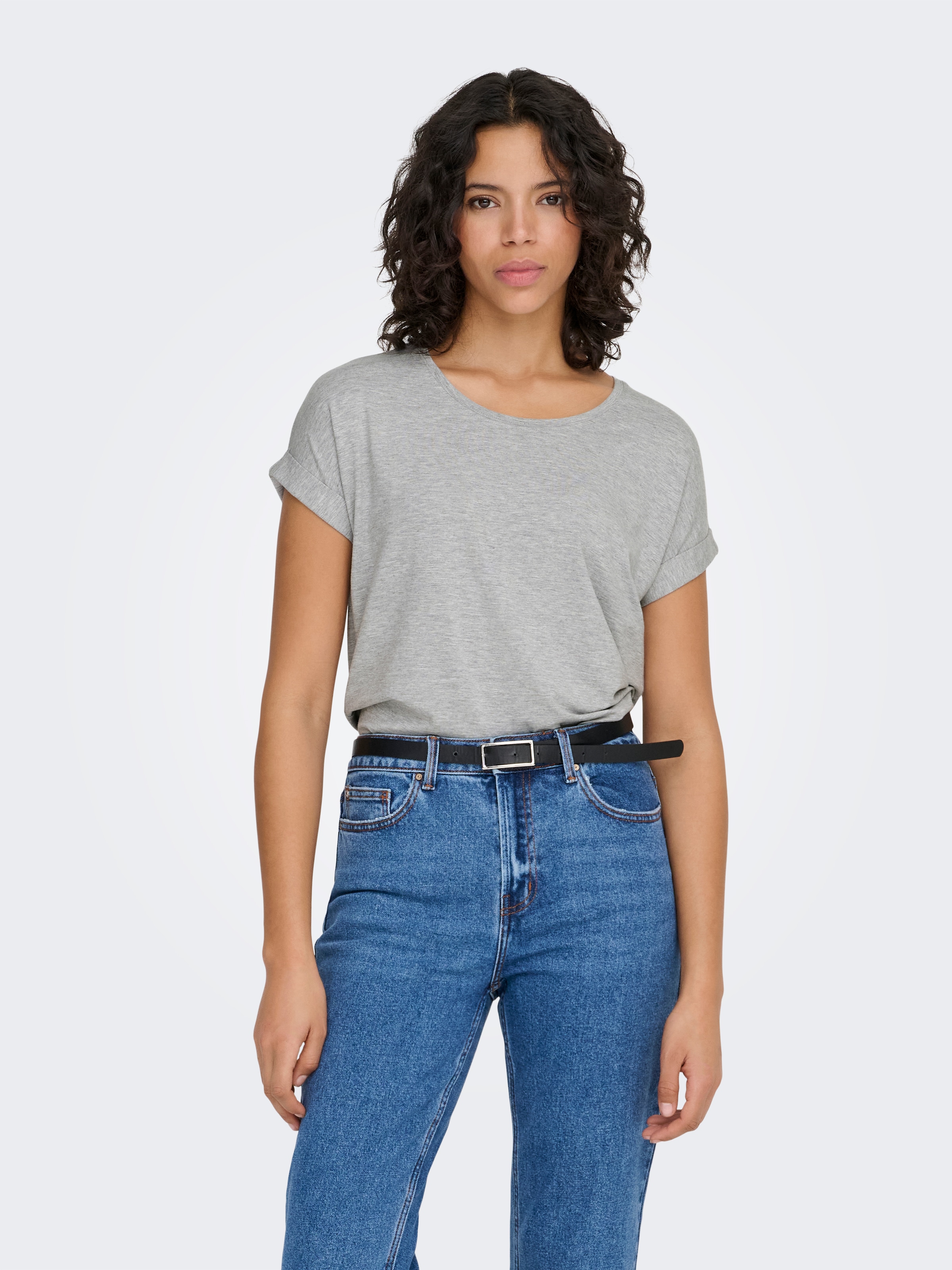 ONLY T-shirt »ONLMOSTER – T-Shirt mit melierter Optik und elastischem Material«, meliert, casual, lässig geschnitten, Viskosemischung, Rundhals
