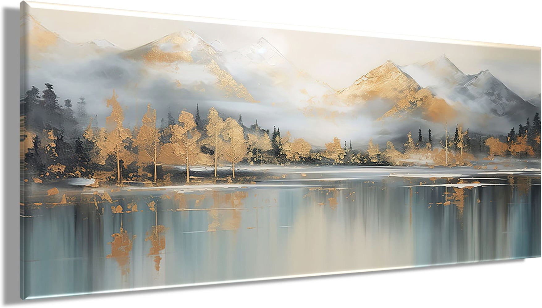 Bönninghoff Tableau sur toile »Wandbild BERGE UND SEE XXL 60x140 cm – Leinwandbild Keilrahmen Deko« Abstrait | Abstrait | Images de forêt | Images marines | Mer | Montagnes | Nature | Paysage 1 cuis tlg. tendu sur châssis