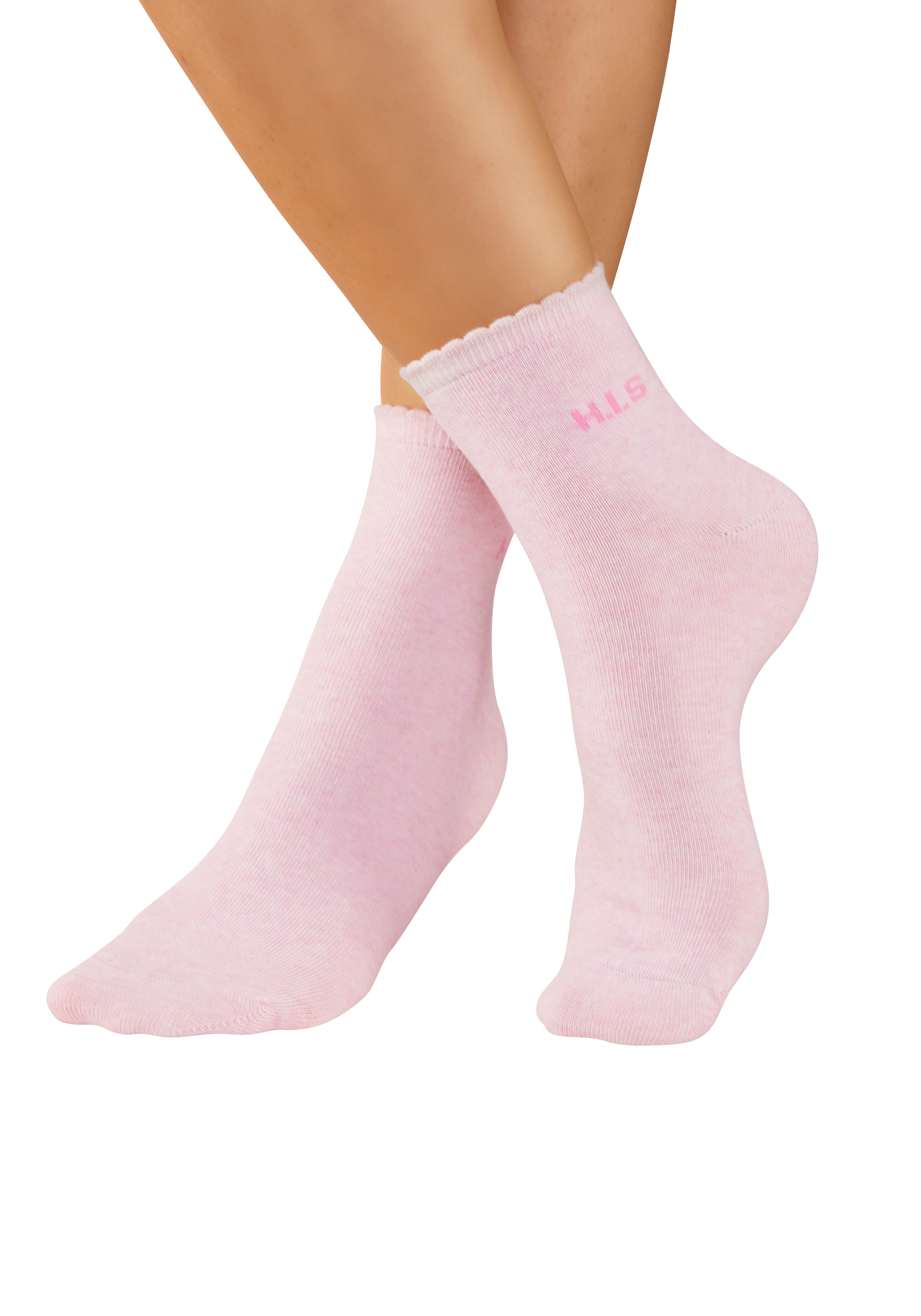 H.I.S Chaussettes courtes »Damen uni und meliert für die ganze Woche« Paquet, 7 Couple tlg. avec un bord-côte ondulé