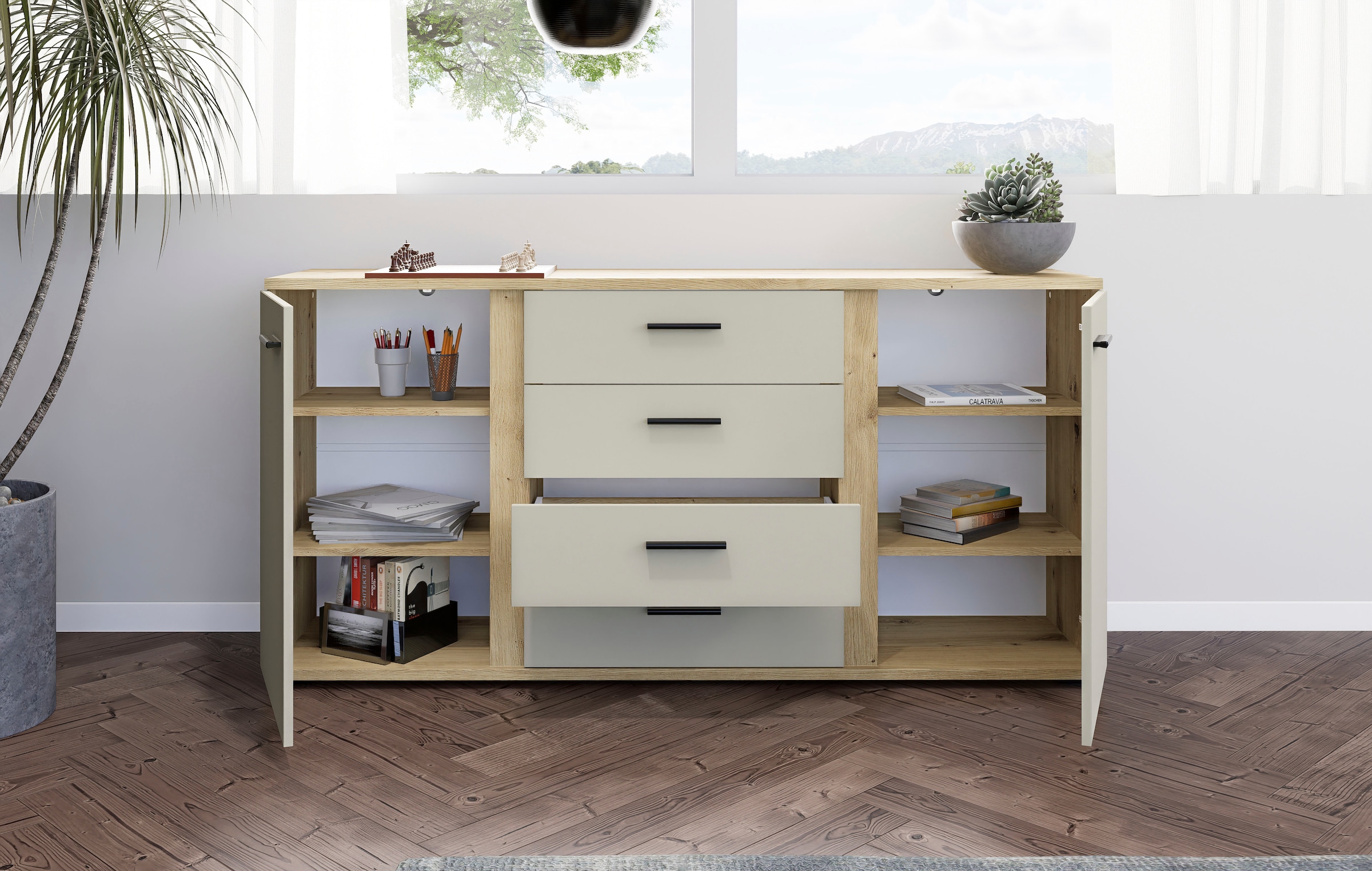 HBZ Sideboard »Kanada, BxHxT 170x84x40 cm« 1 cuis tlg. Breite 170cm, Unterflurauszug, Melaminbeschichtung