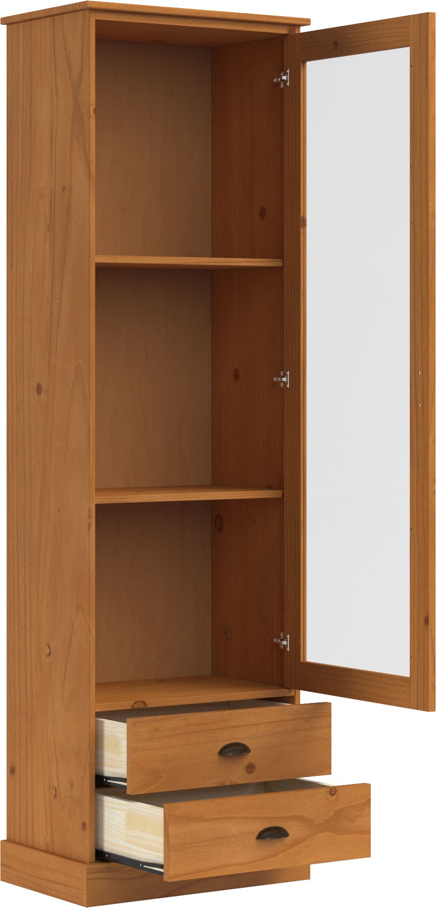 Home affaire Vitrine »Schröder« mit 1 Schiebetür, 2 Schubkästen, aus massivem Kiefernholz, Breite 55cm