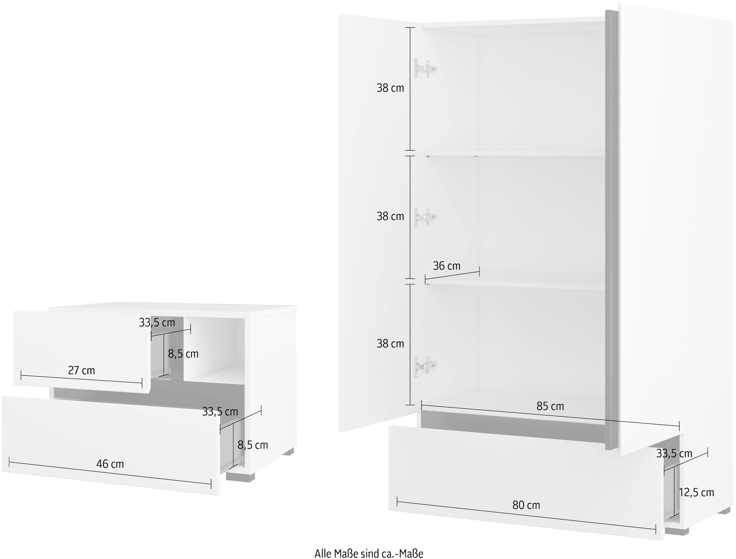 Home affaire Schlafzimmer-Set »Cross, moderne, grifflose Optik, FSC-zertifiziert« Bett 180x200cm, 2 Nachtkommoden, Schrank 2-oder 4-türig, 4 Stk. tlg. Komplettschlafzimmer-Set