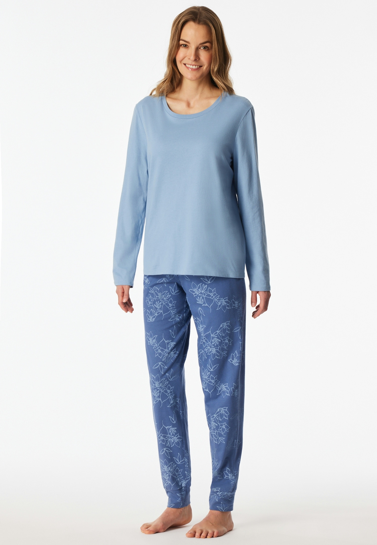 uncover by SCHIESSER Pyjama »Uncover Nightwear« 2 pièces Baumwolle, Single Jersey-Qulität, langärmelig, bequem, atmungsaktiv