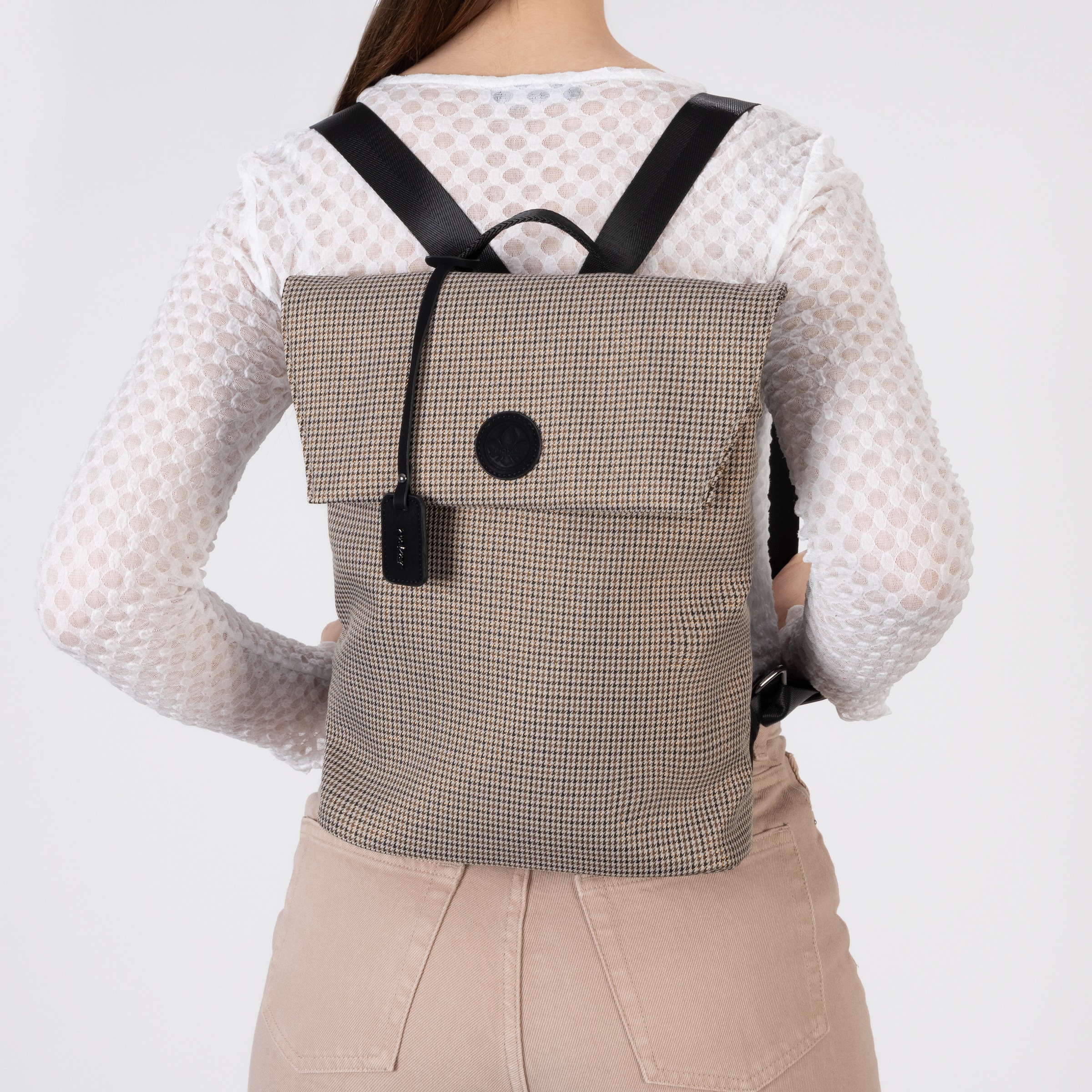 Rieker Sac à dos de ville sac à dos business avec motif Glencheck