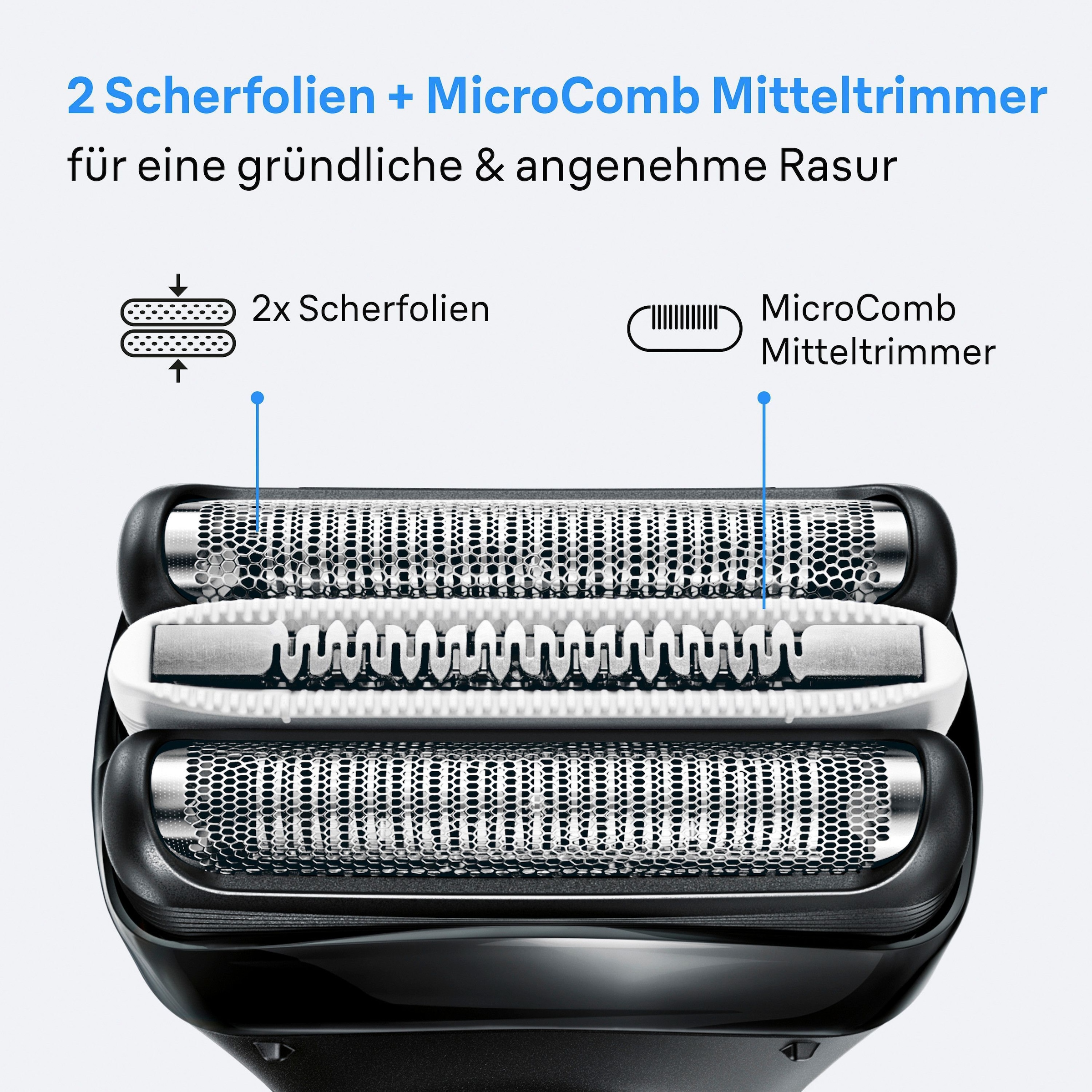 Braun Rasoirs électriques »Series 3+ 3040s« 3 lames flexibles, micro-peigne efficace pour la tondeuse centrale