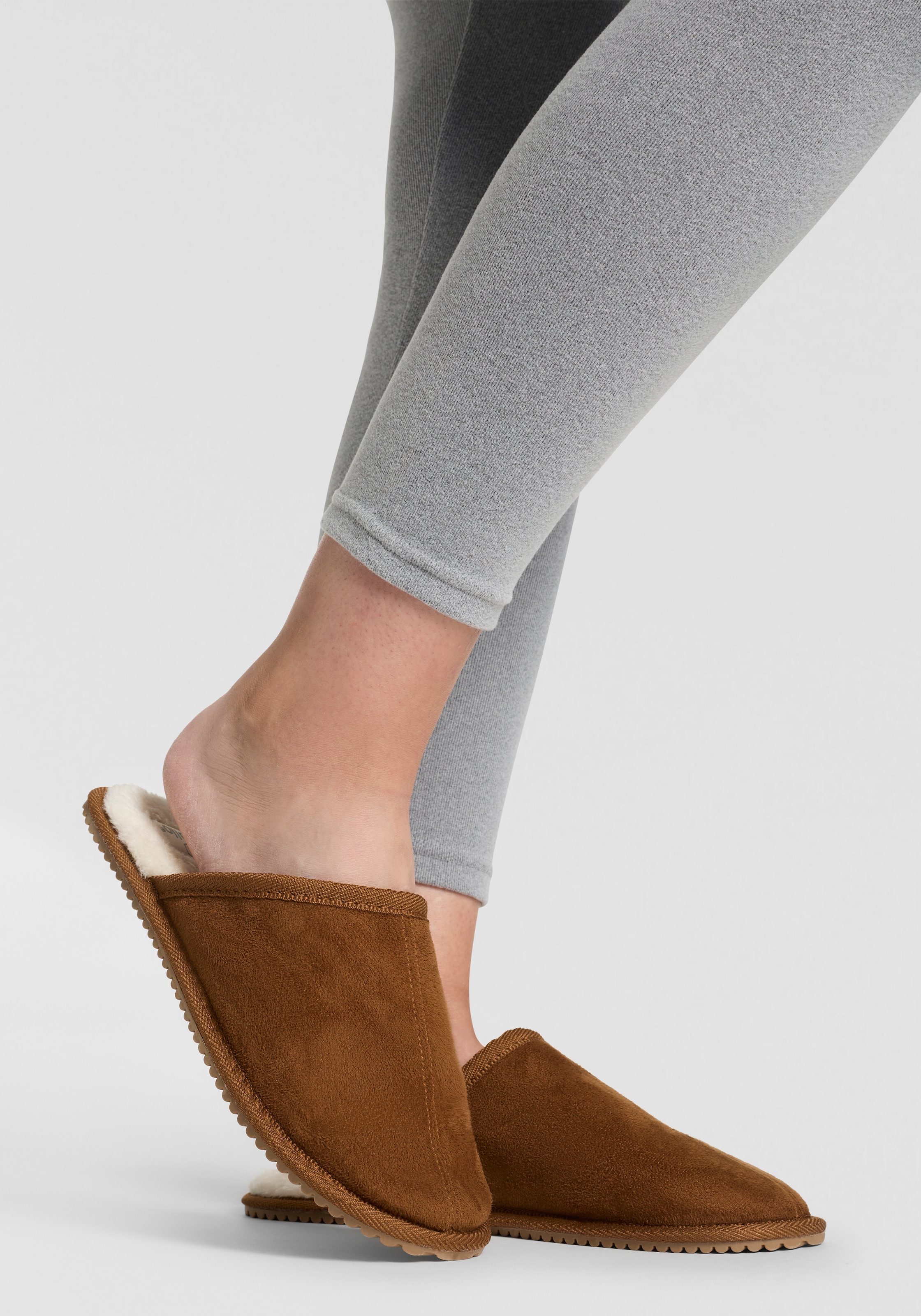 Apollo Pantoffel  2 tlg.  aus Wildlederimitat mit Gummisohle