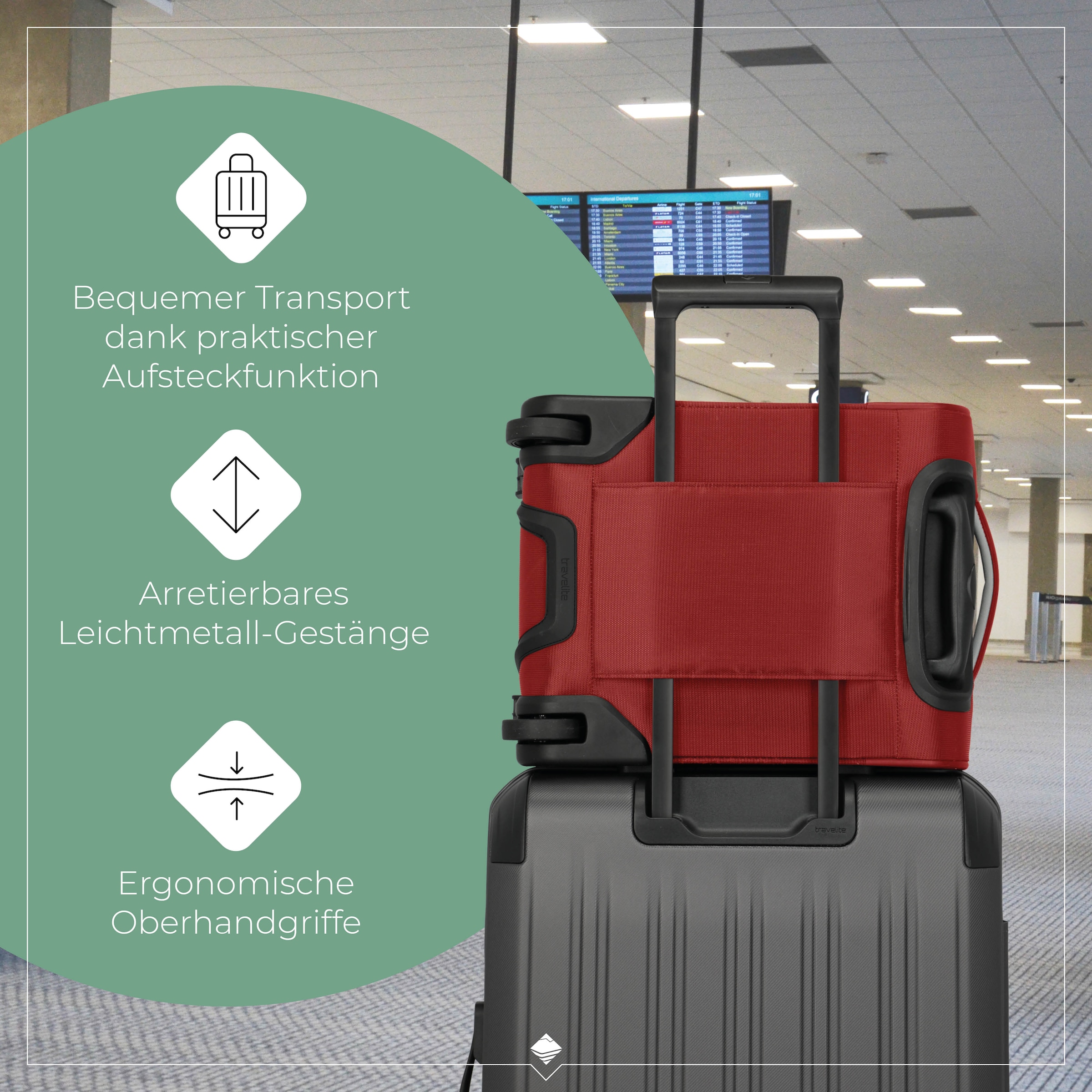 travelite Handgepäck-Trolley »JETPACK Easy 2 Cabin Handgepäck Koffer« 21 l 4 Rollen Weichgepäck, passend für viele gängige Airlines