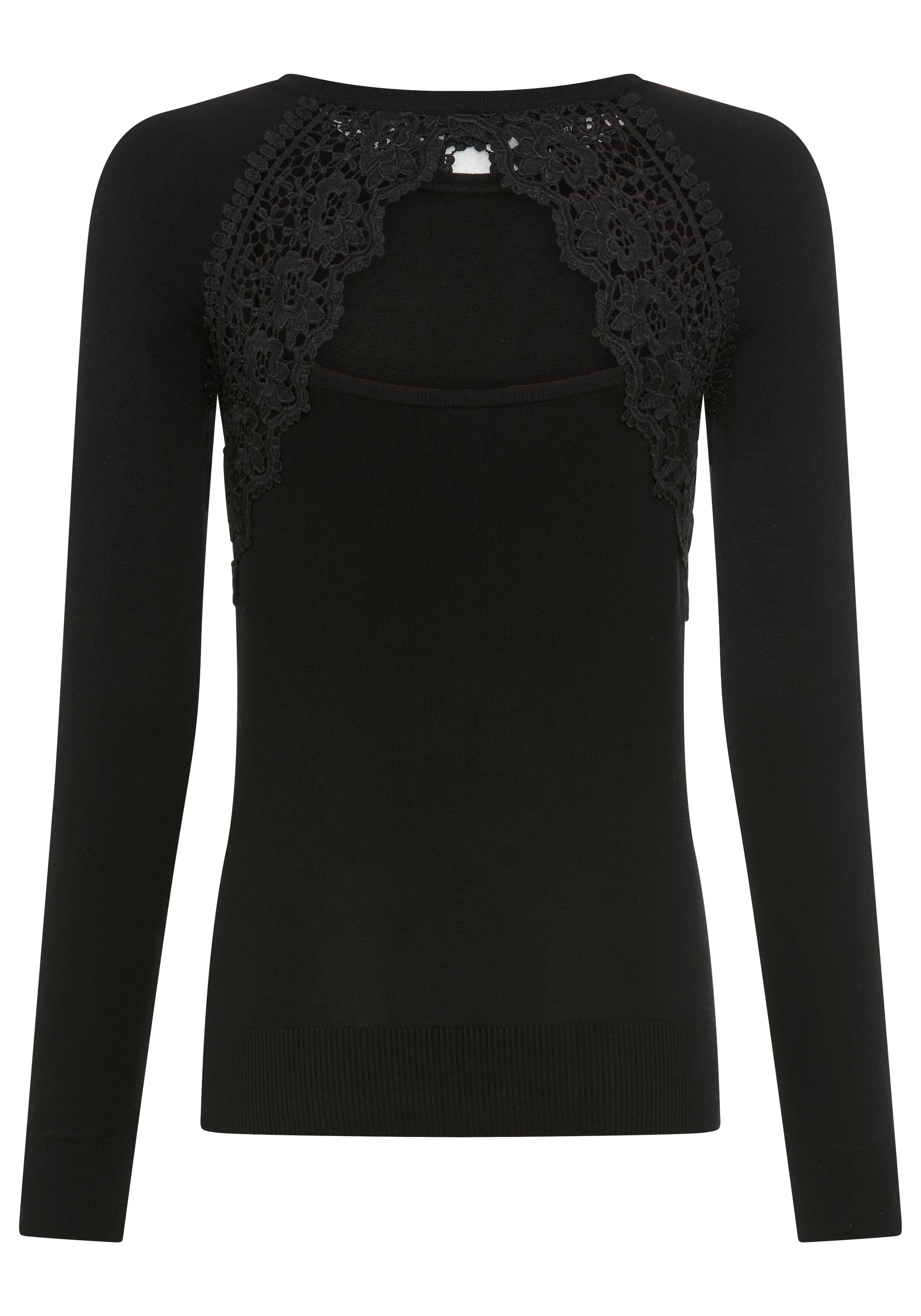 Laura Scott Strickpullover Feinstrickpullover mit Cut Out und Spitzendetail - NEUE KOLLEKTION