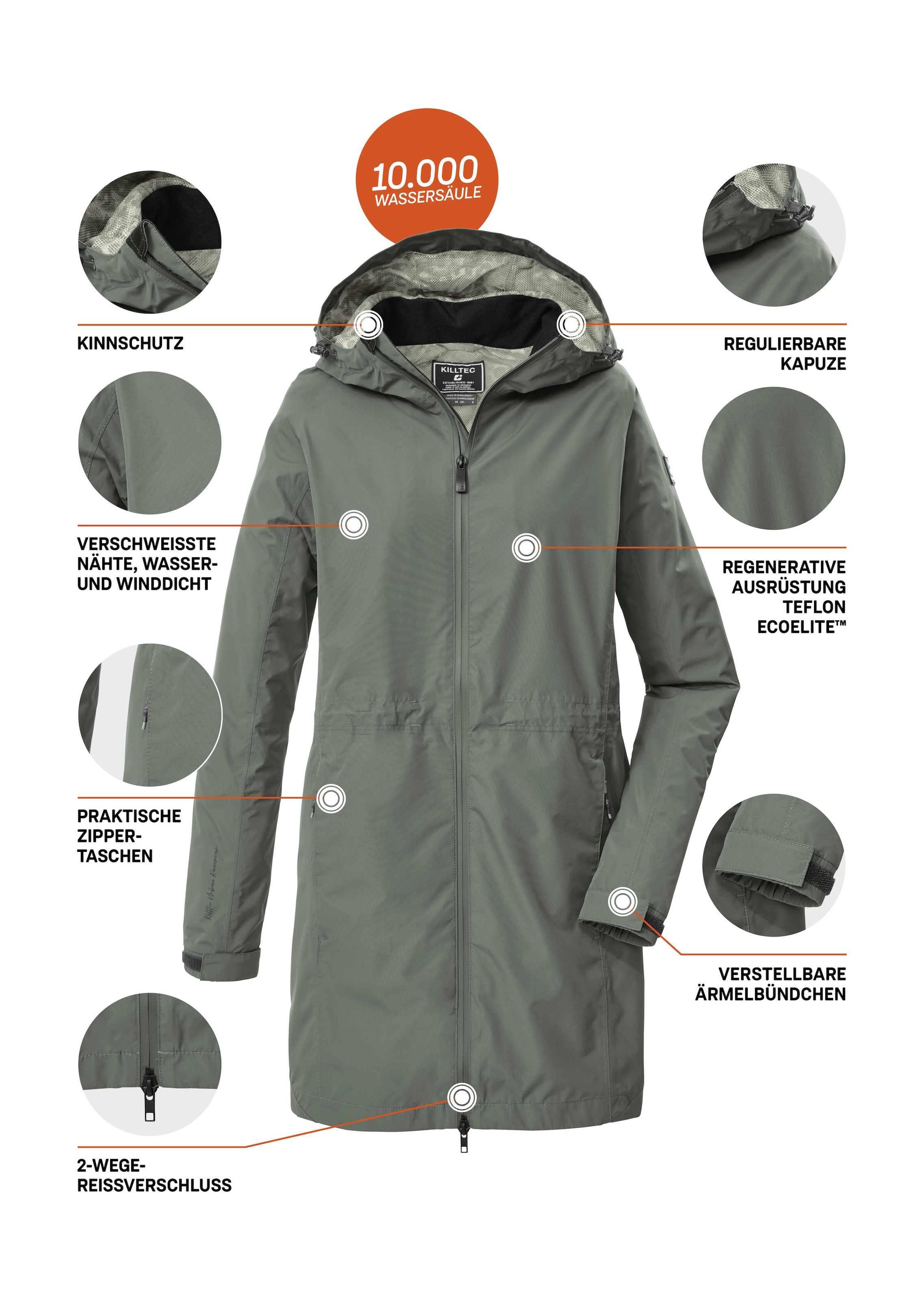 Killtec Parka »KOS 35 WMN PRK« Wasser- und winddichter Damenparka, atmungsaktiv, verstellbar