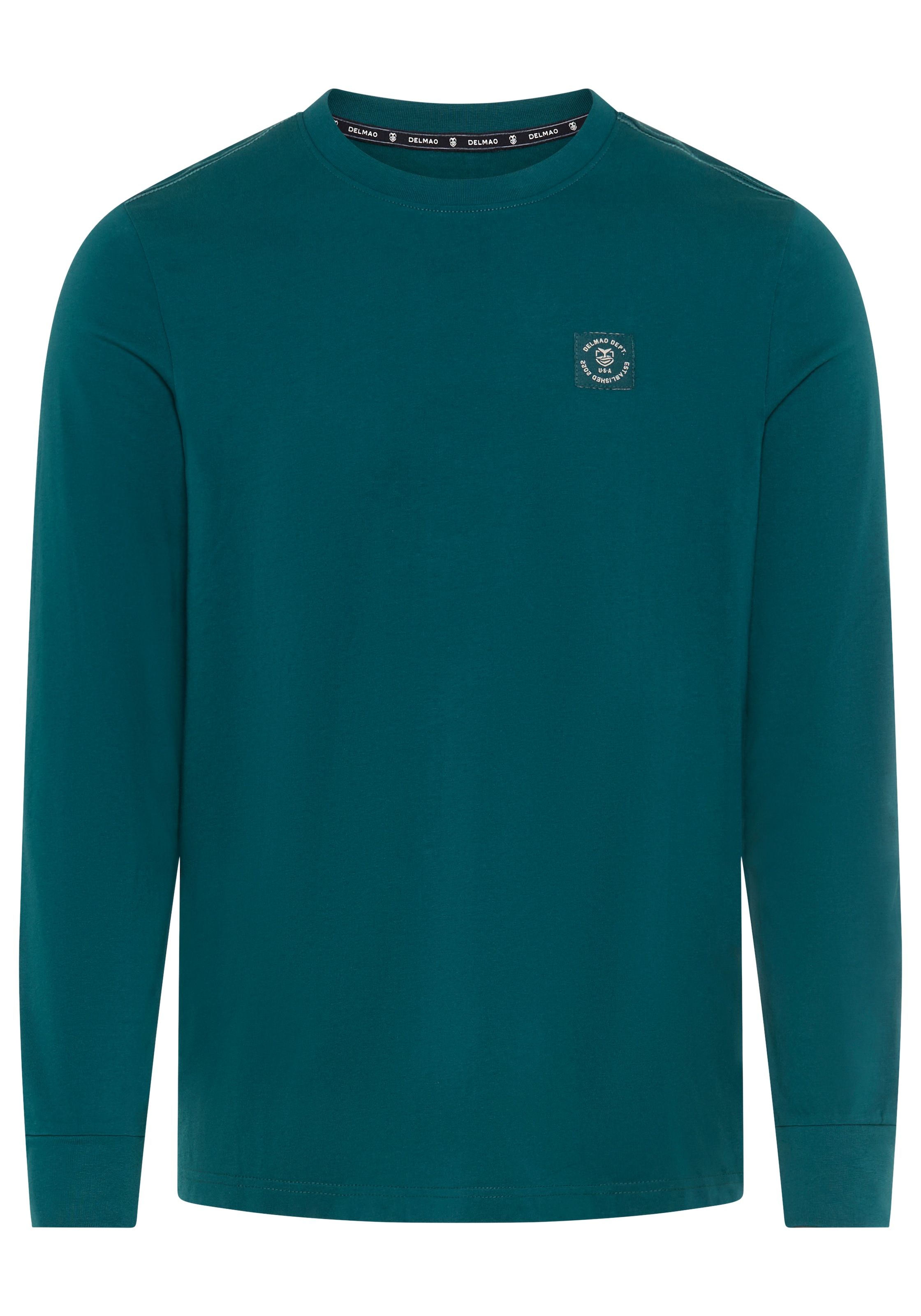 DELMAO Shirt à col rond mit Markenlabel