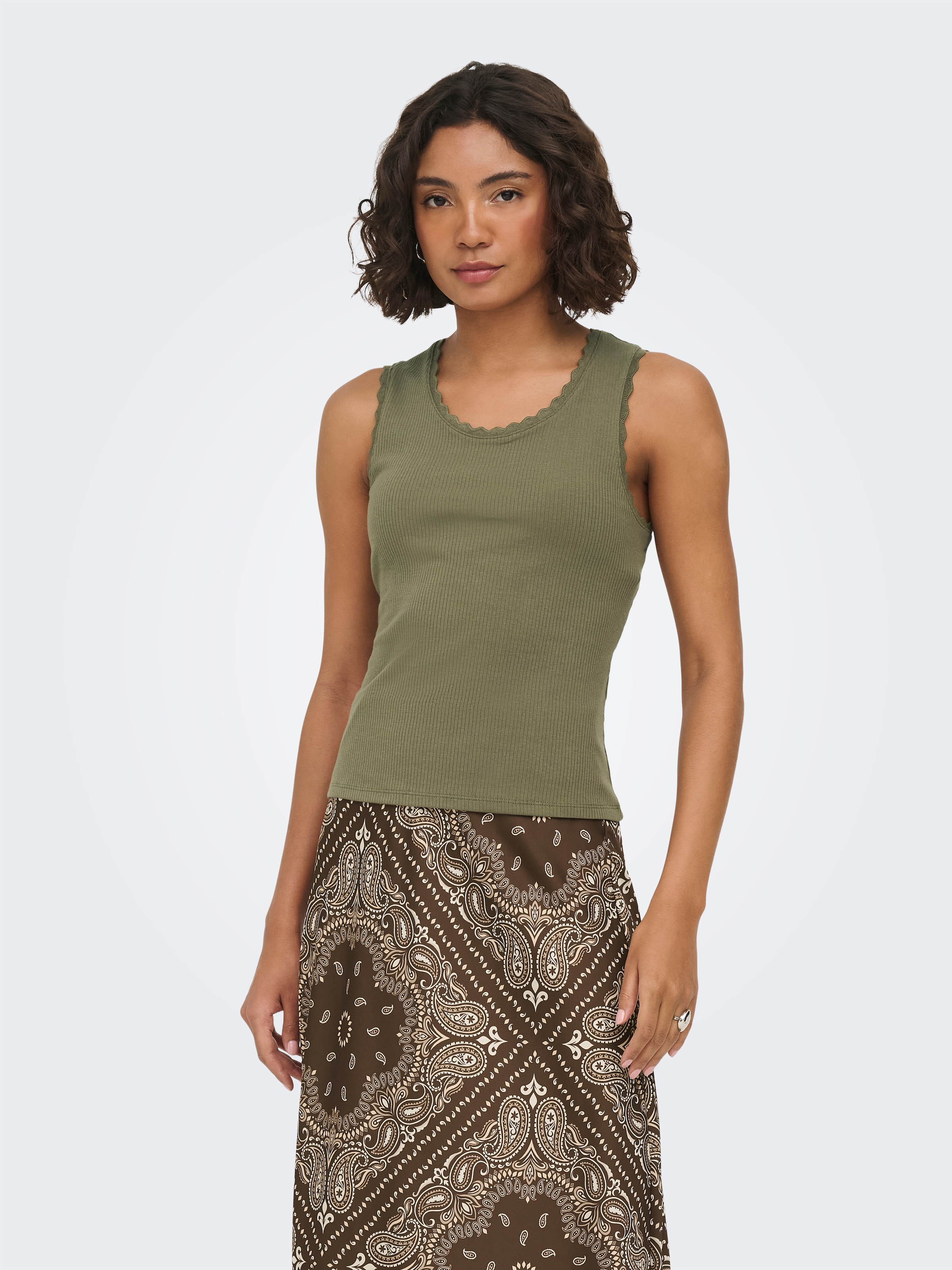 ONLY Débardeur »ONLLUNI S/L TANK TOP CS JRS« mélange de coton, regular fit, col rond