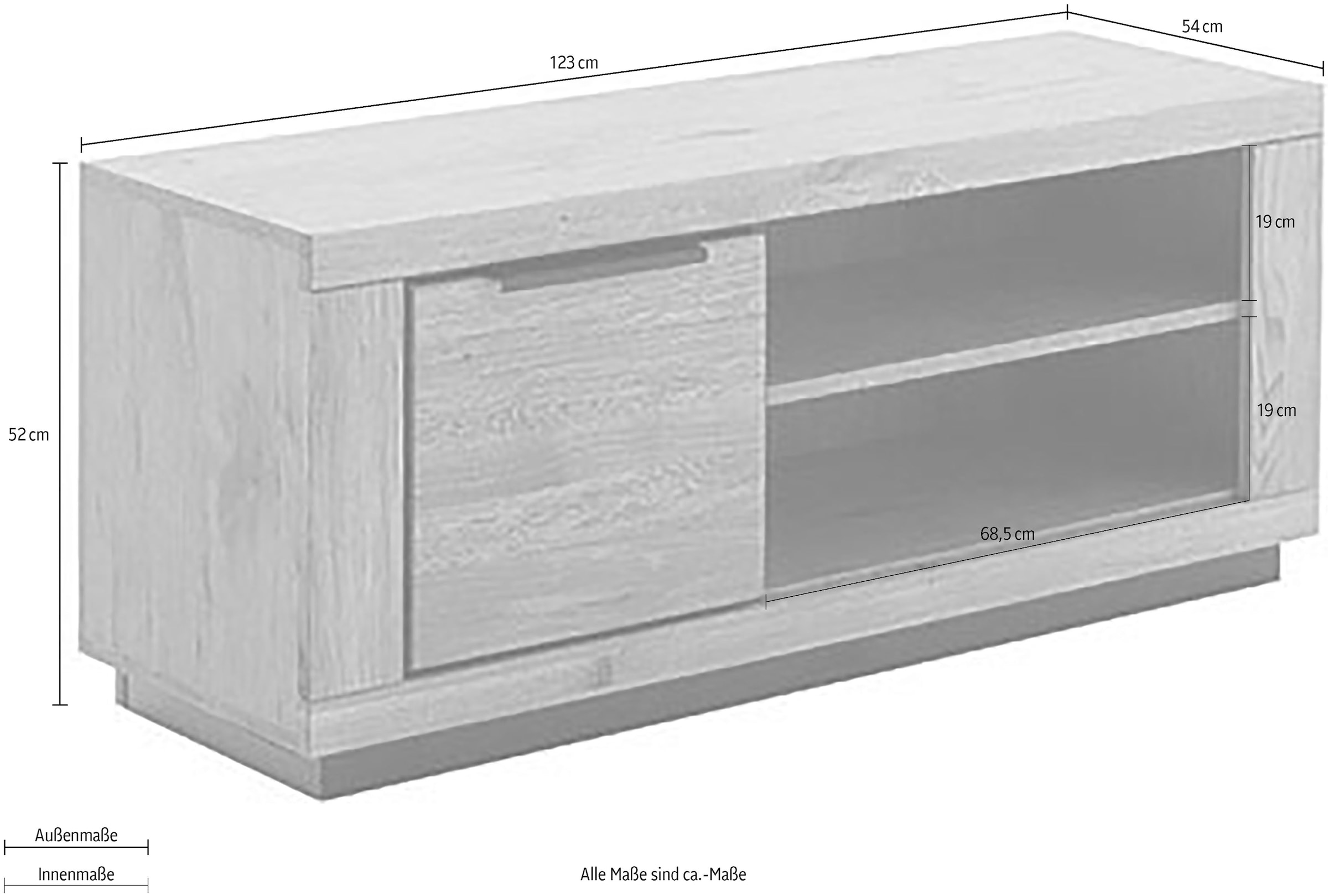 MCA living Table basse »Greno  TV-Lowboard« 1 cuis tlg. durchgehende Lamelle