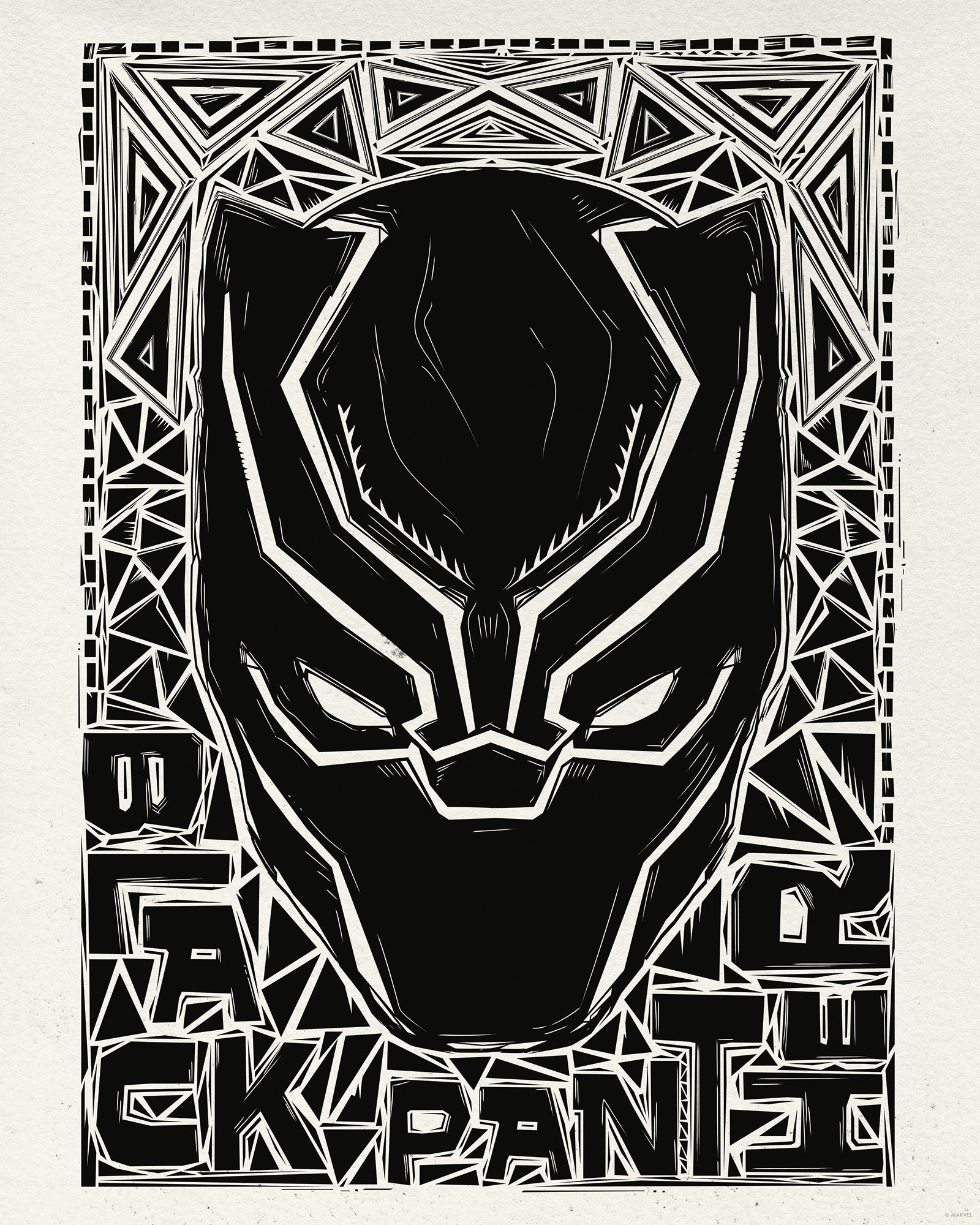 Komar Wandbild »Marvel Black Panther Lino-Cut Helmet« Disney Set, 1 Stk. tlg. 40 x 50 cm (Breite x Höhe) - Kinderzimmer, Dekoration