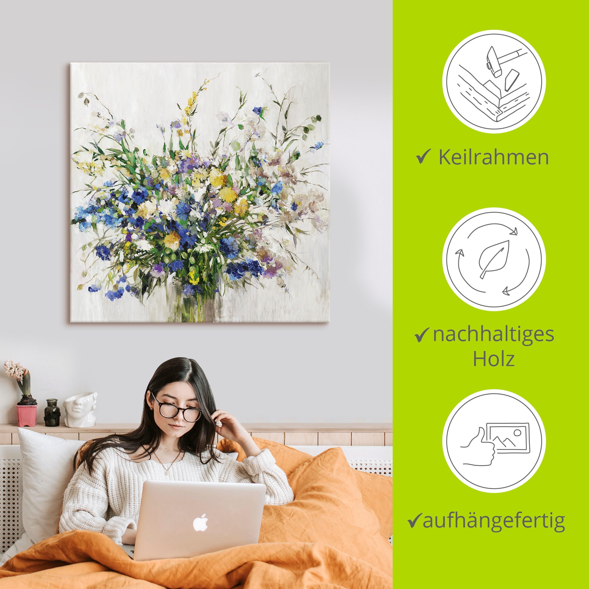 Artland Tableau sur toile »Wildblumenstrauss« 1 cuis tlg. auf Holzrahmen gespannt