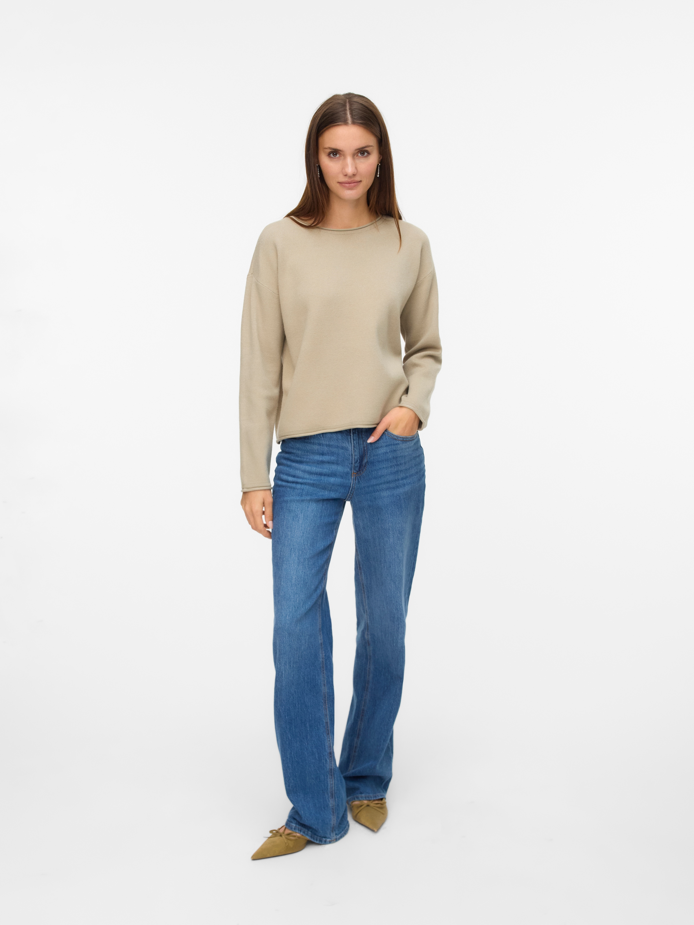 Vero Moda Strickpullover »VMGOLD ROLL LS O-NECK PULLOVER GA«