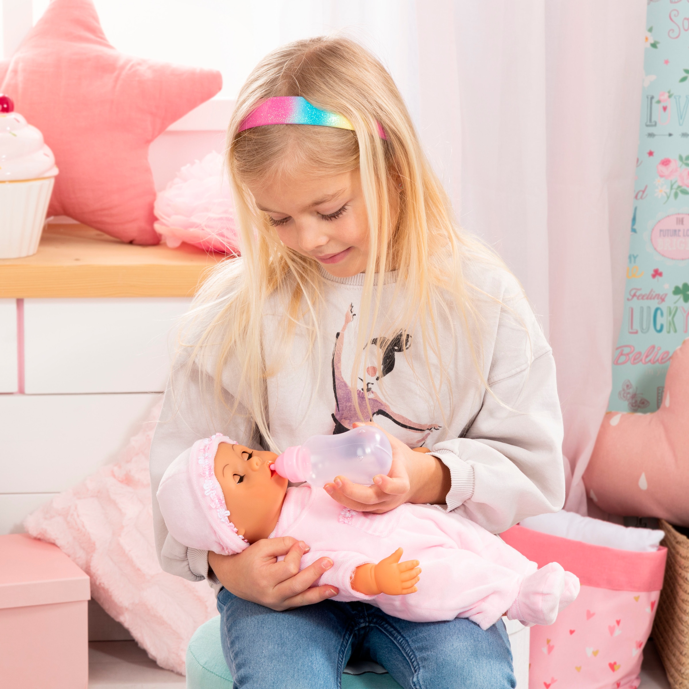 Bayer Poupée bébé »First Words Baby, 38 cm rosa« mit Schlafaugen und Babygeräuschen