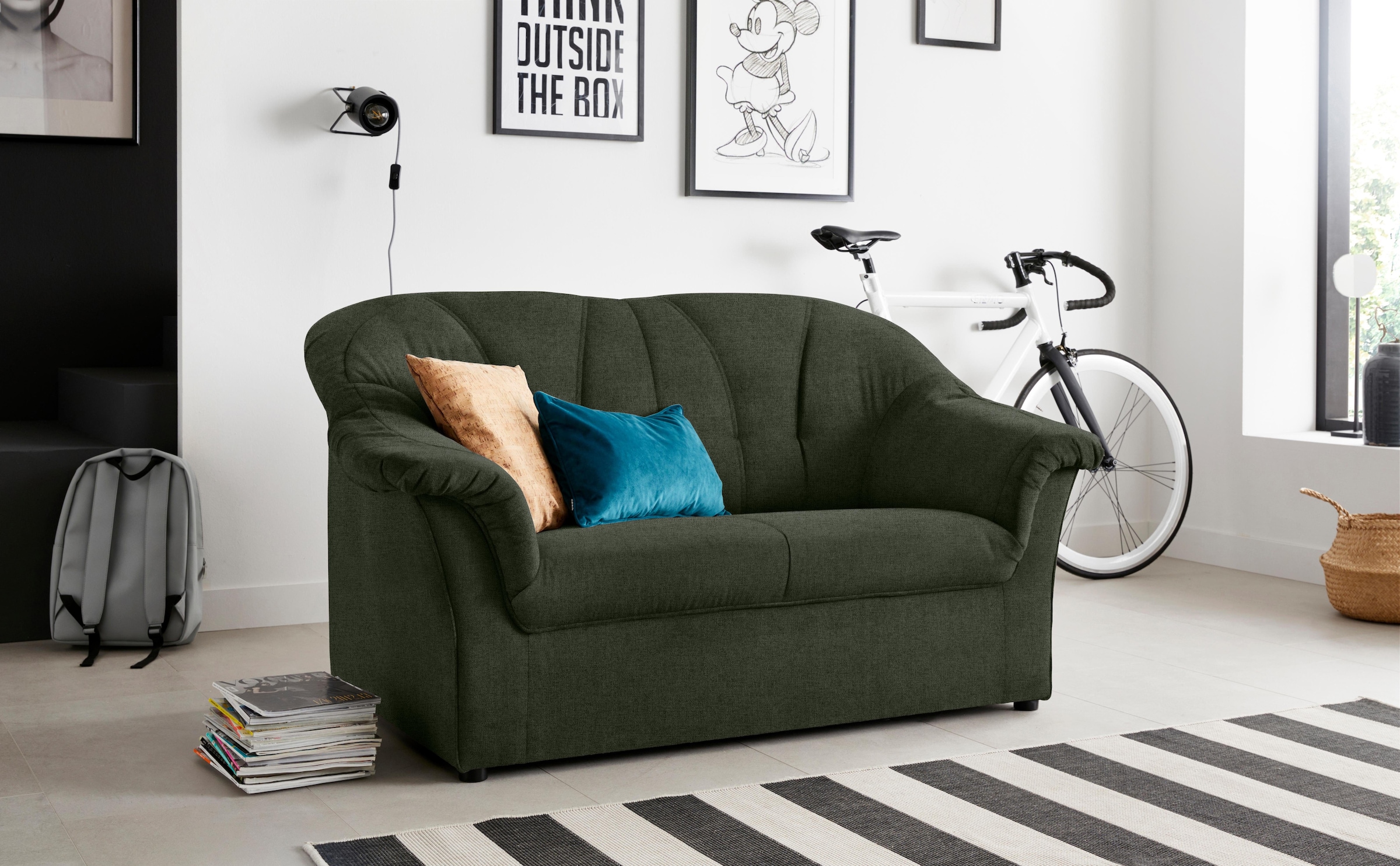 DOMO collection 2-Sitzer »Pegnitz für kleine Räume, Breite 155cm,« zeitlos, elegante Armlehnen, komfortabel