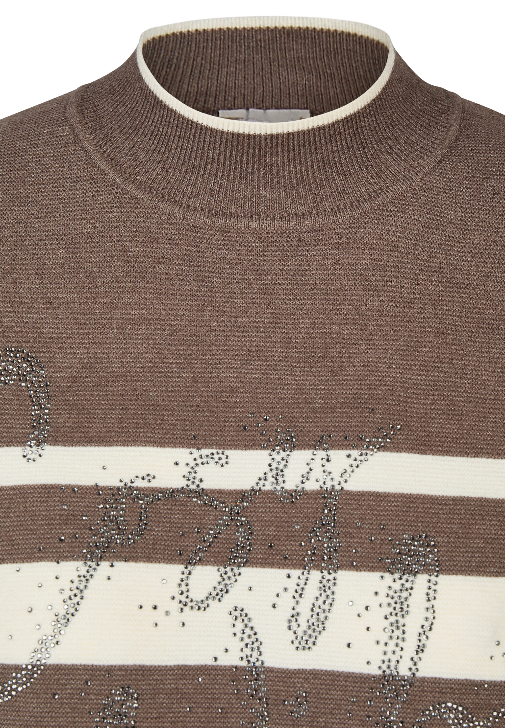 Rabe Pull en tricot im Streifen-Design und mit Glitzer-Wording