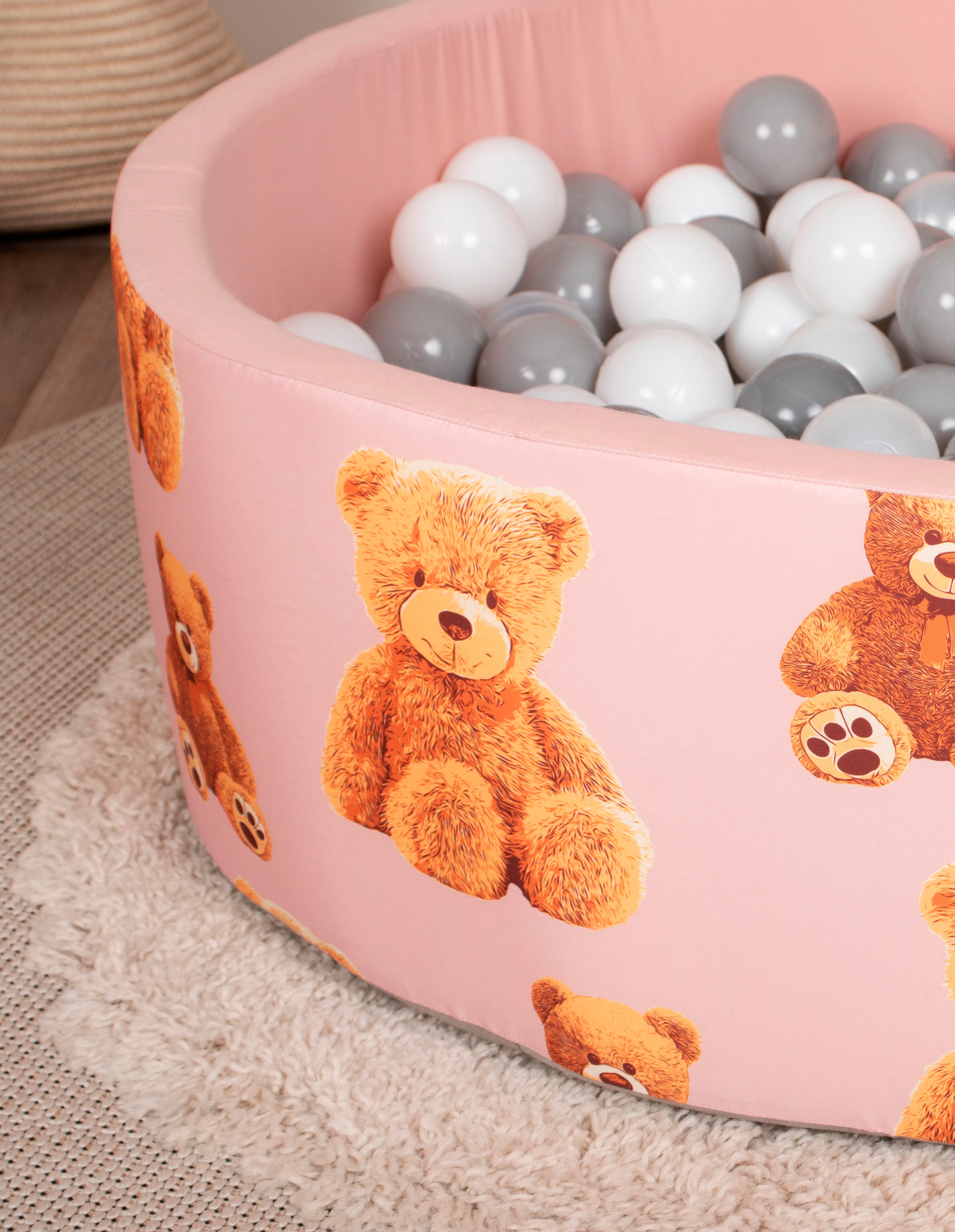 Knorrtoys® Bällebad »Soft, Teddy pink« mit 150 Bällen grey/white/transparent; Made in Eurpe