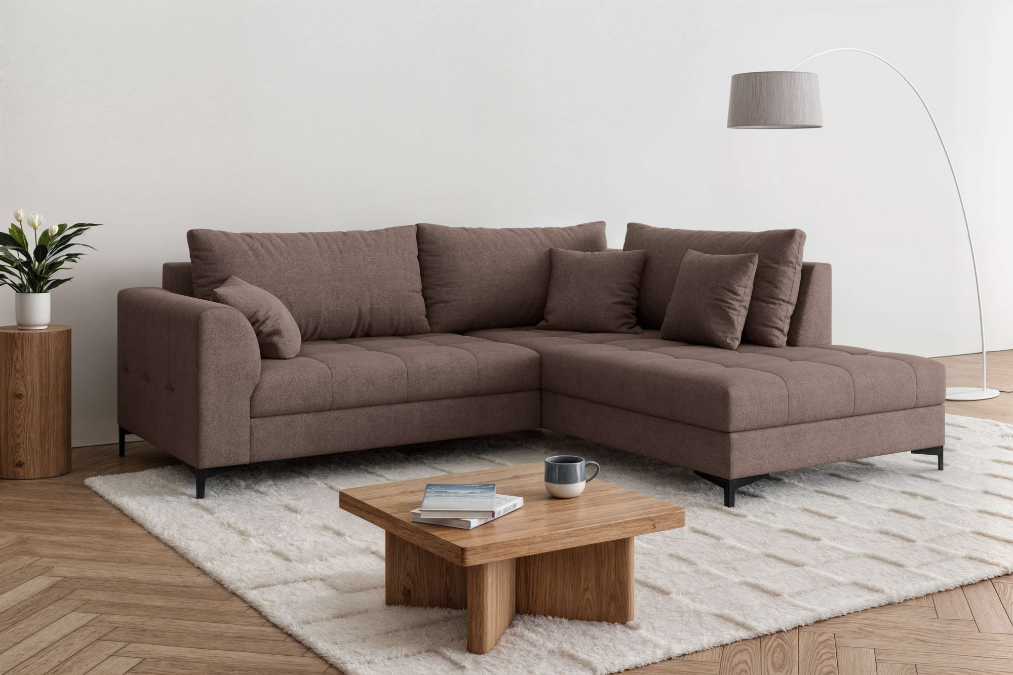 GOODproduct Canapé d'angle »LEEVKE Design-Sofa mit Ottomane rechts/links bestellbar, Breite 232 cm« in vielen modernen Farben erhältlich, belastbar bis 480 kg