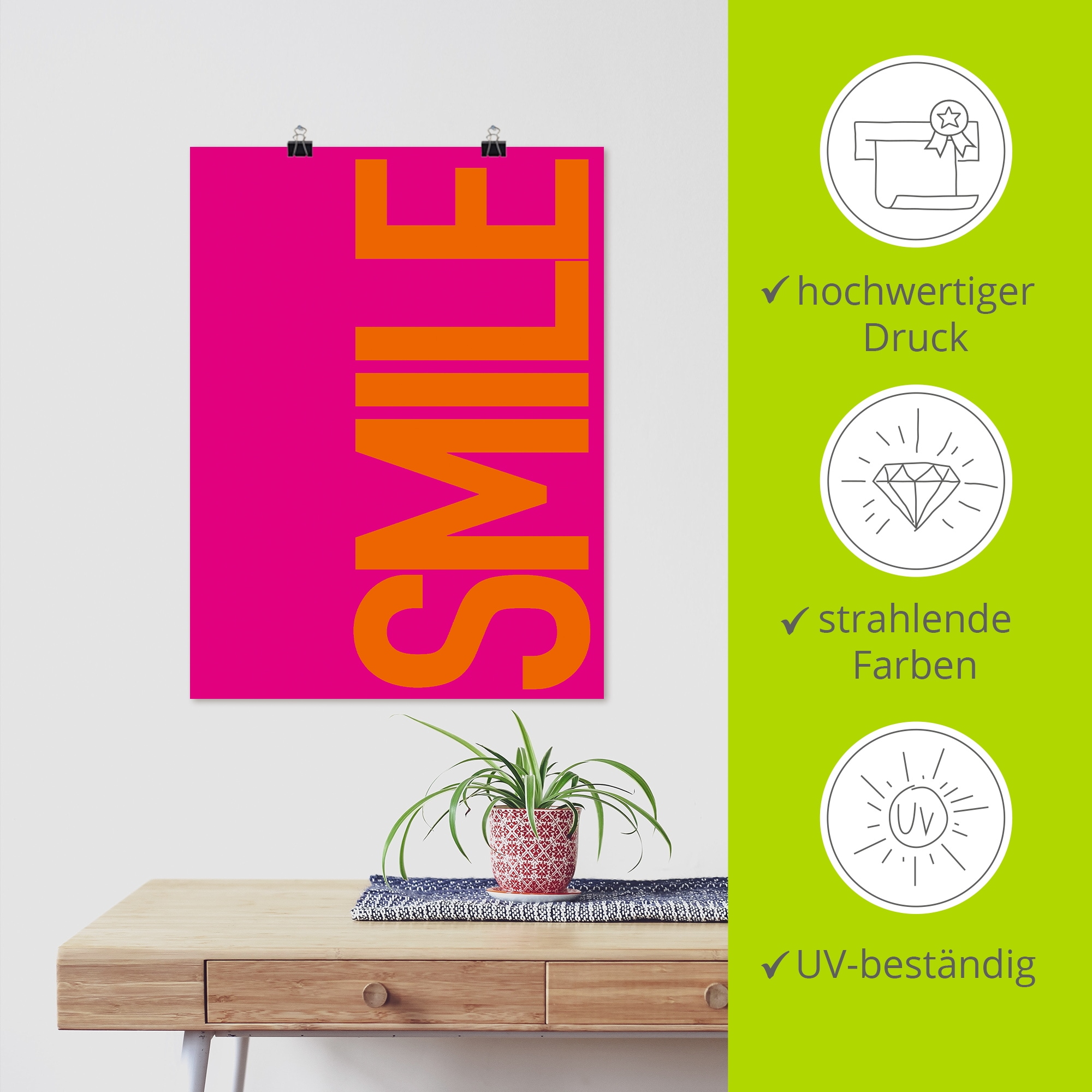 Artland Fresque murale »Smile« 1 cuis tlg. als Alubild, Leinwandbild, Poster, Wandaufkleber in verschied. Grössen