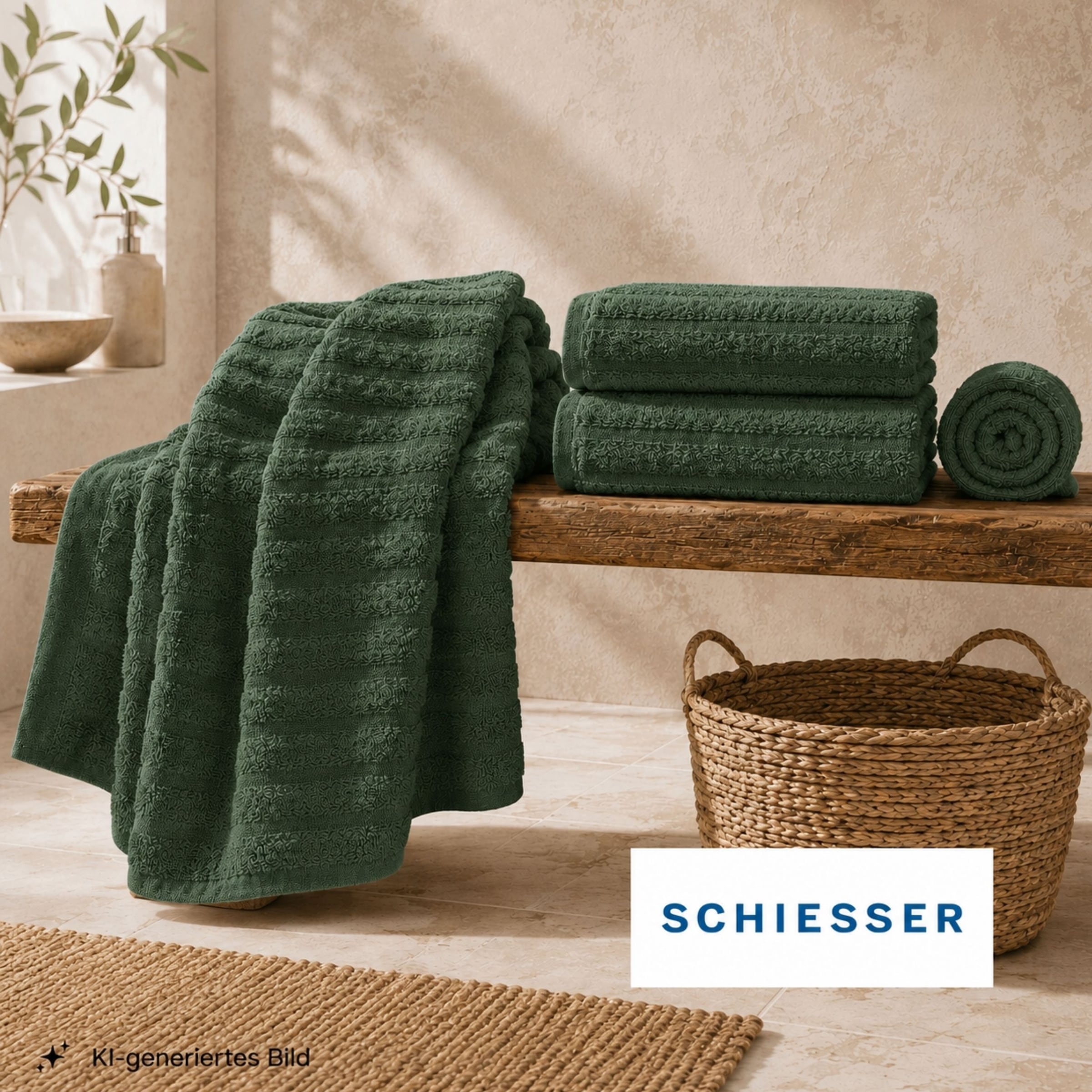 Schiesser Serviettes »Neapel aus 100% Baumwolle mit eleganter Hoch-Tief-Optik« OEKO-TEX® MADE IN GREEN