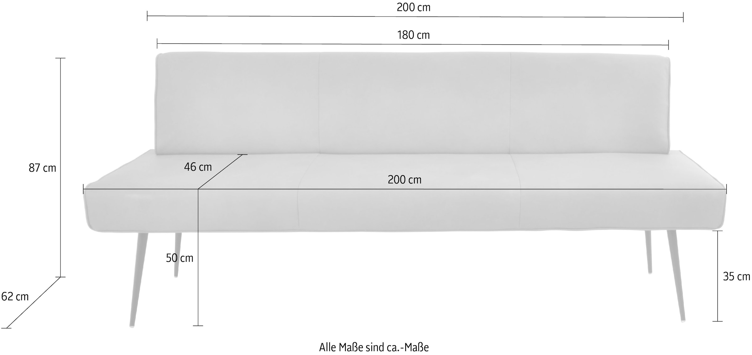 K+W Komfort & Wohnen Ensemble de salle à manger »Giacomo I« 6 cuis tlg. 2 chaises et 2 fauteuils avec accoudoirs, largeur banc rembourré 200cm ou 177cm