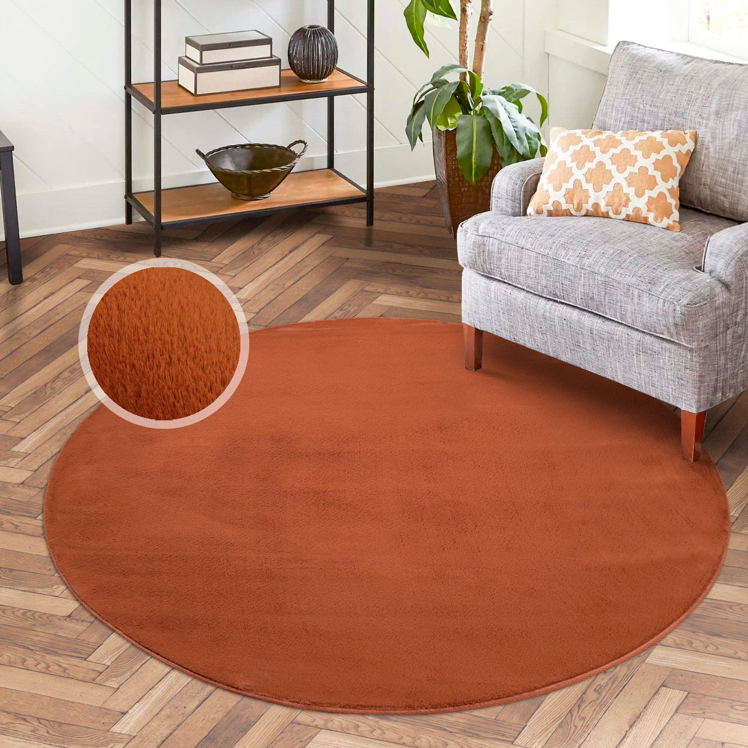Carpet City Tapis à poils longs »TOPIA400« Rond 21 mm Höhe besonders weich und kuschelig durch Polyester, Uni-Farben