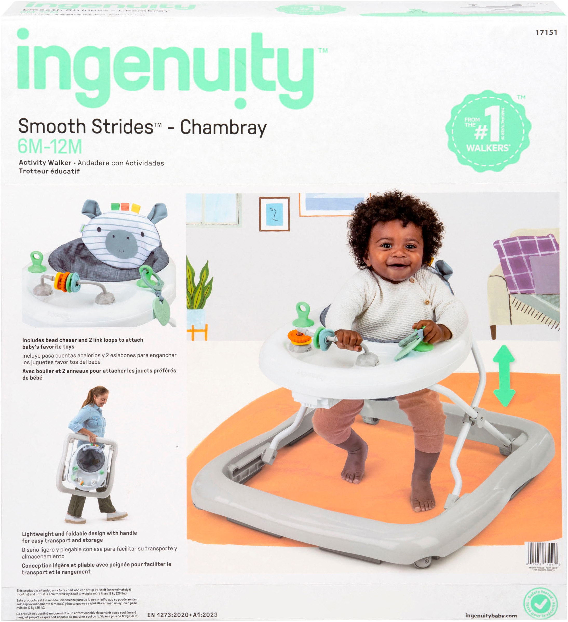 ingenuity Trotteur »Smooth Strides Activity Walker - Chambray«