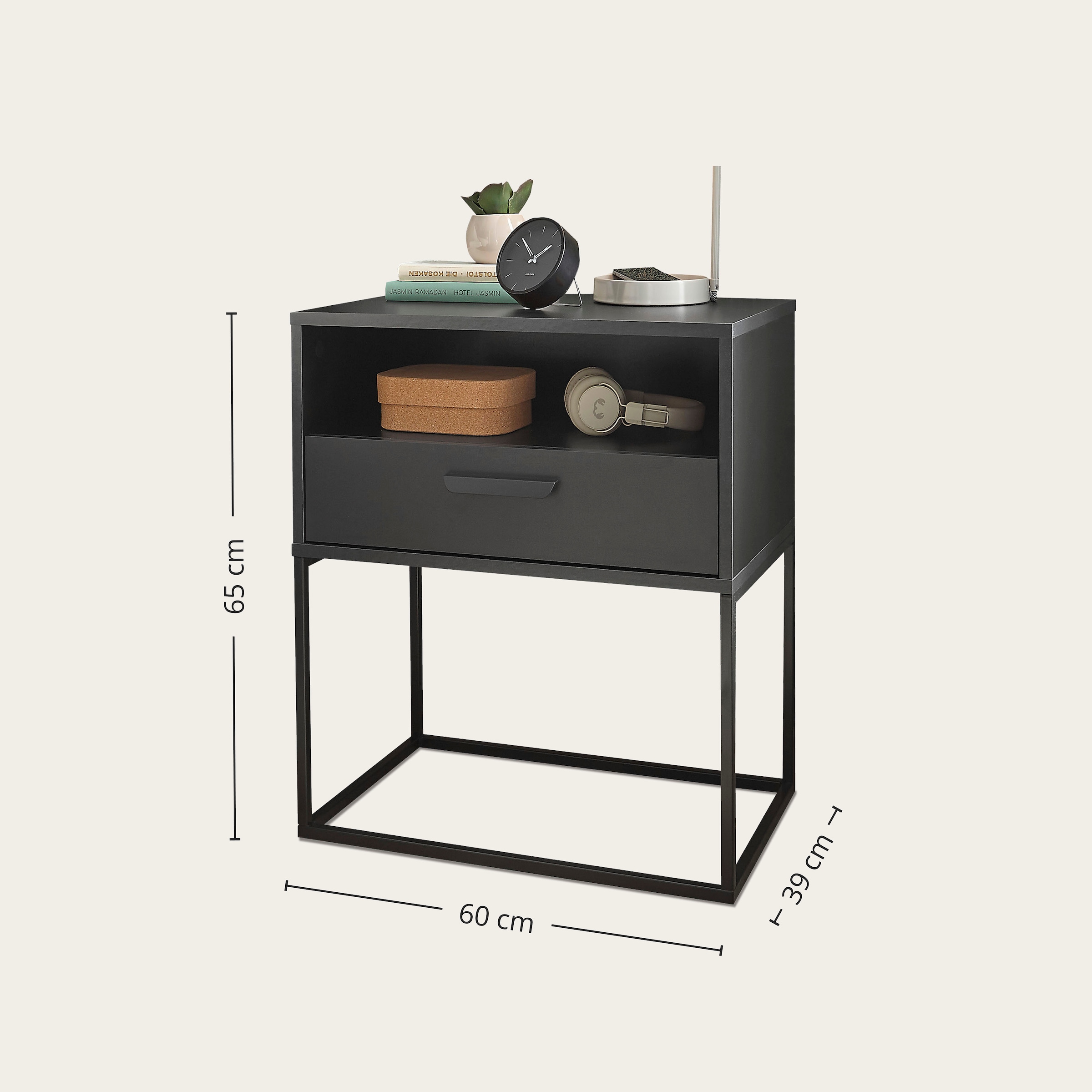 Schlafkontor Table de nuit »Cudro Nachttisch auf Fussgestell« mit einem offenen Fach für schnellen Zugriff