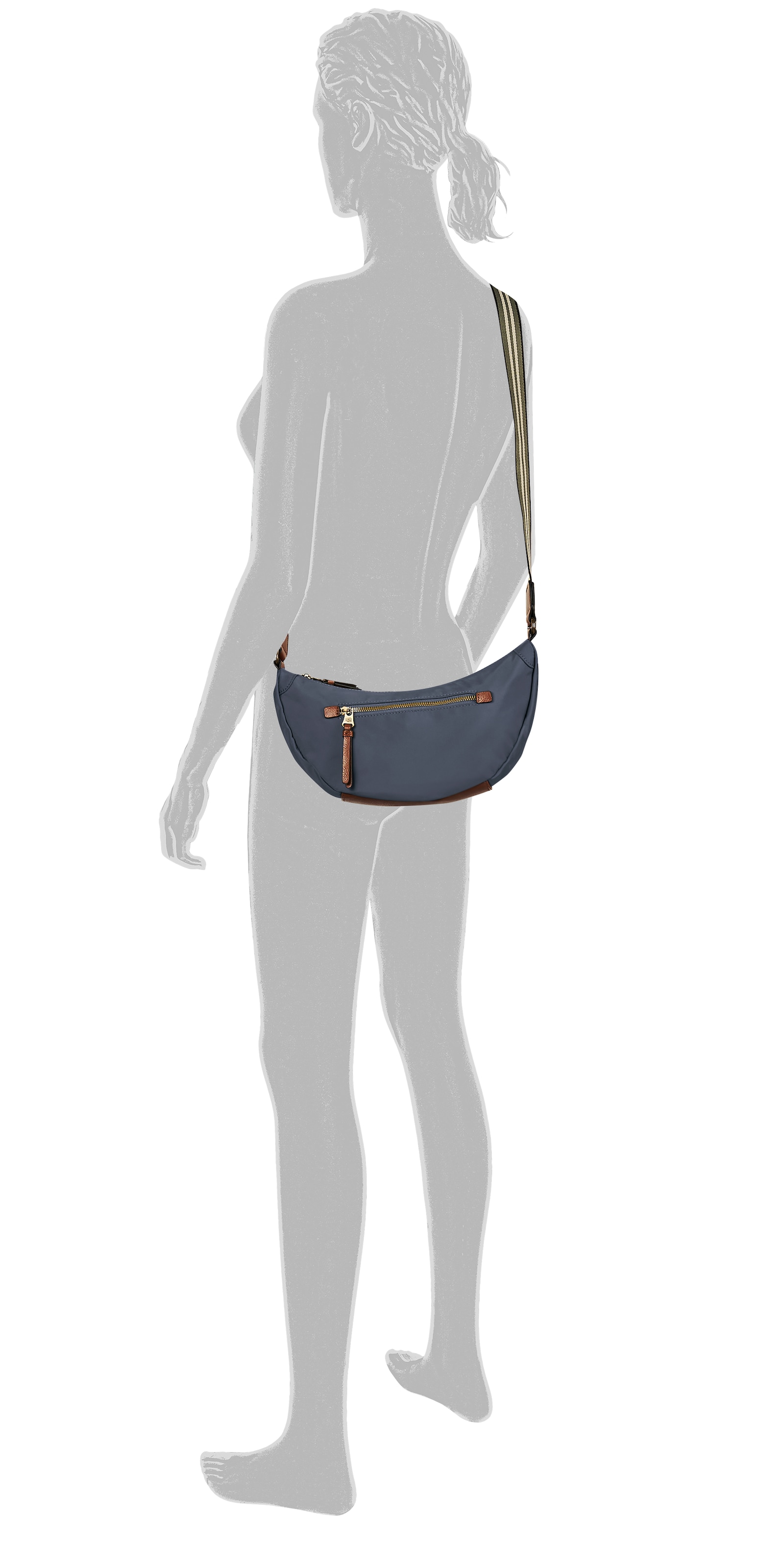 camel active Sac à main »Bari« en nylon mat de haute qualité avec sangle tissée rayée