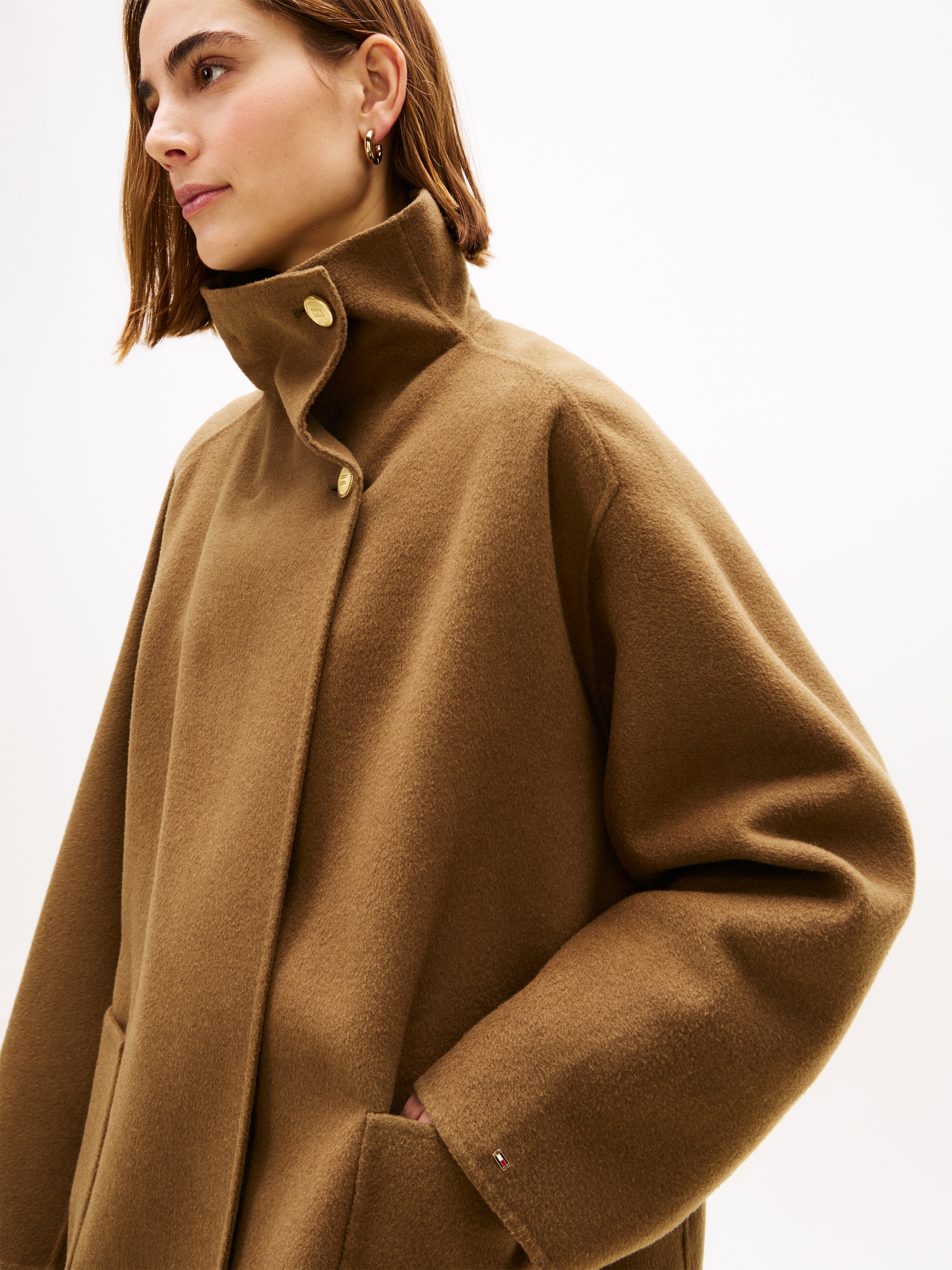 Tommy Hilfiger Manteau court »DF WOOL GB FUNNEL NK COAT« mit Wolle