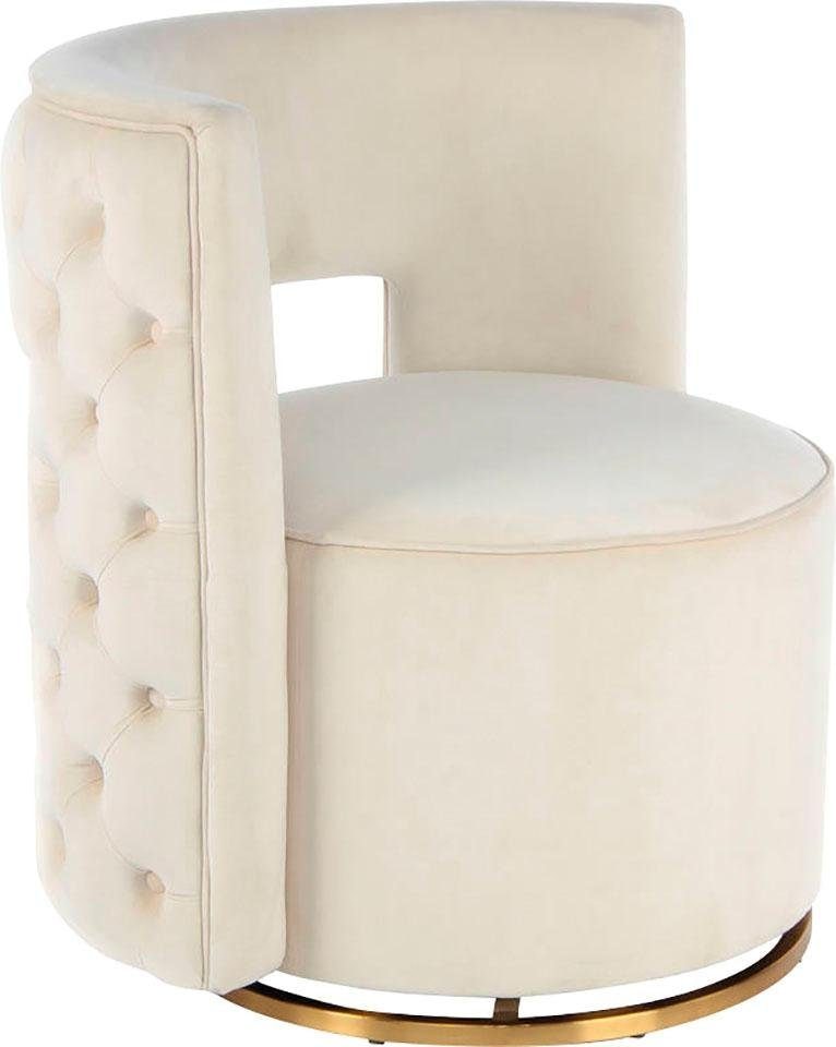 Kayoom »Drehsessel Beverly 125, drehbar, Gestell aus Eisen,samtige Oberfläch« 1 cuis tlg. rond, glamour, dos matelassé, fauteuil pivotant arrondi