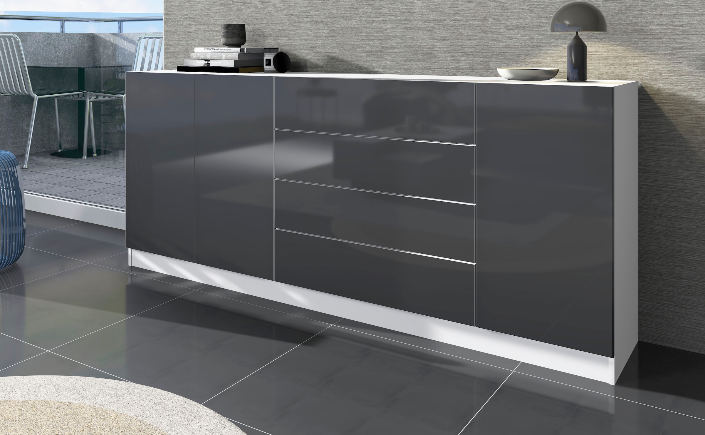 borchardt Möbel Sideboard »Vaasa, Kommode mit 3 Türen und 4 Schubkästen auf Kugelführungen« Breite 190 cm
