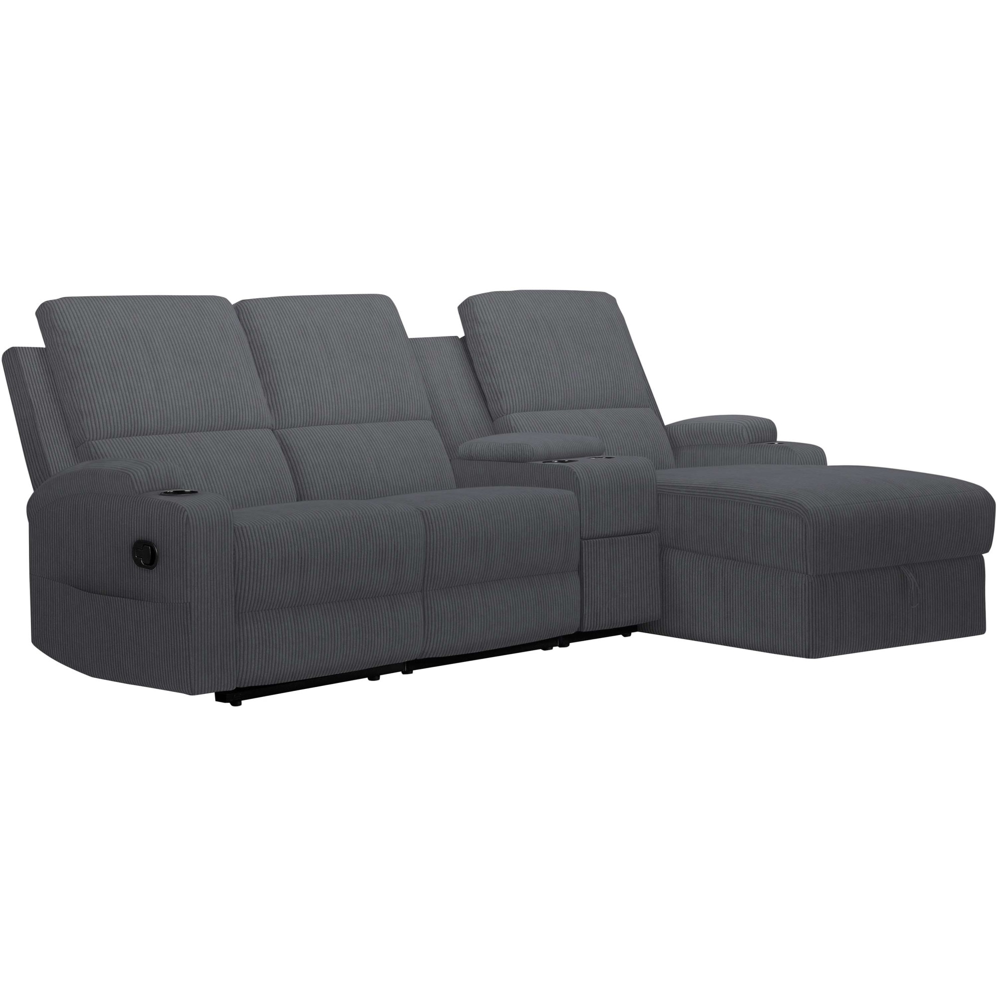 GOODproduct Ecksofa »NAPORI Multimediasofa, 3er Kinosessel XXL, L-Form, Cord« Kinosofa mit Relaxfunktion, Getränkehalter, Staufach und Staukasten