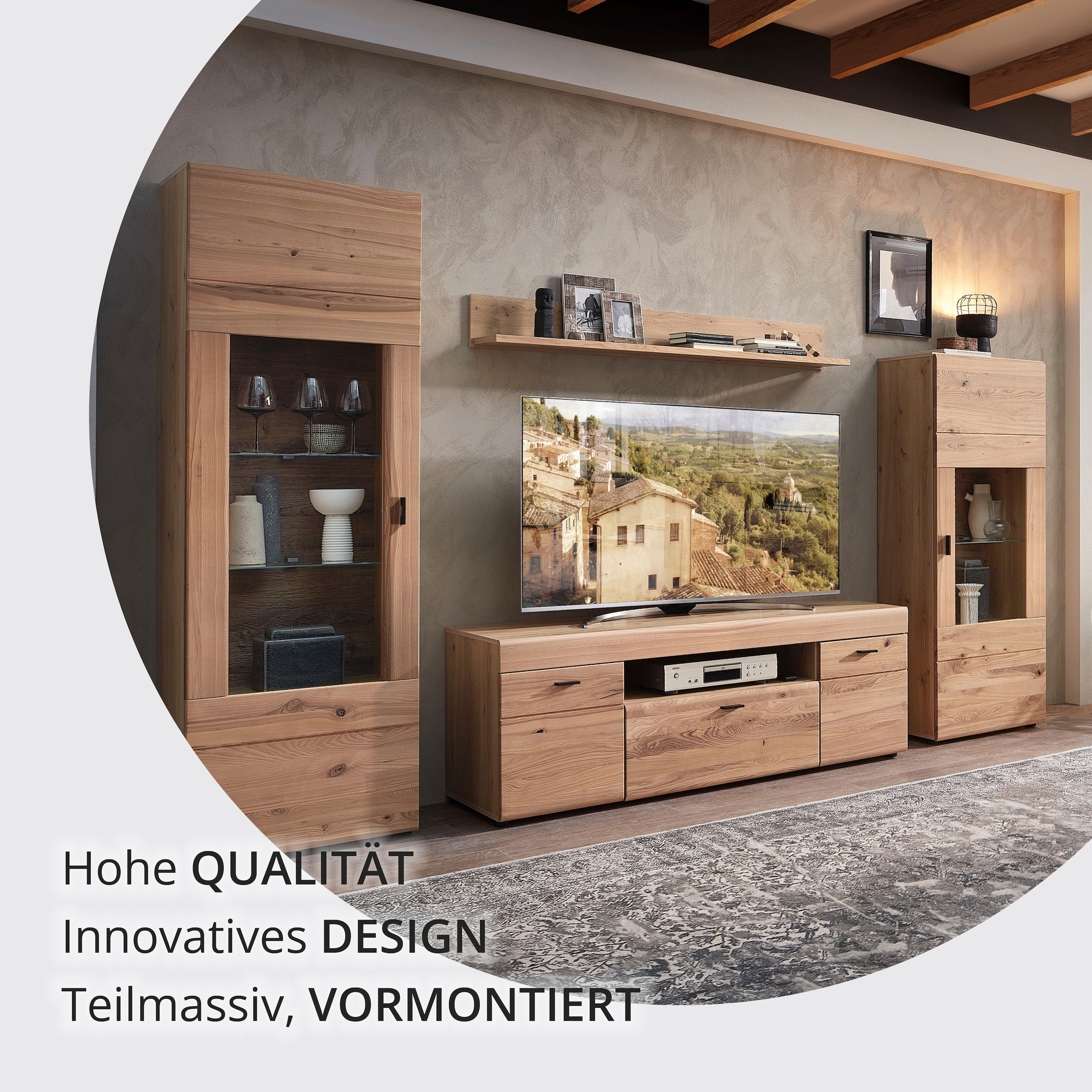 Wohnconcept Meuble mural »MALAGA Wohnwand, 305/194/49 ( BxHxT)« 4 cuis tlg.