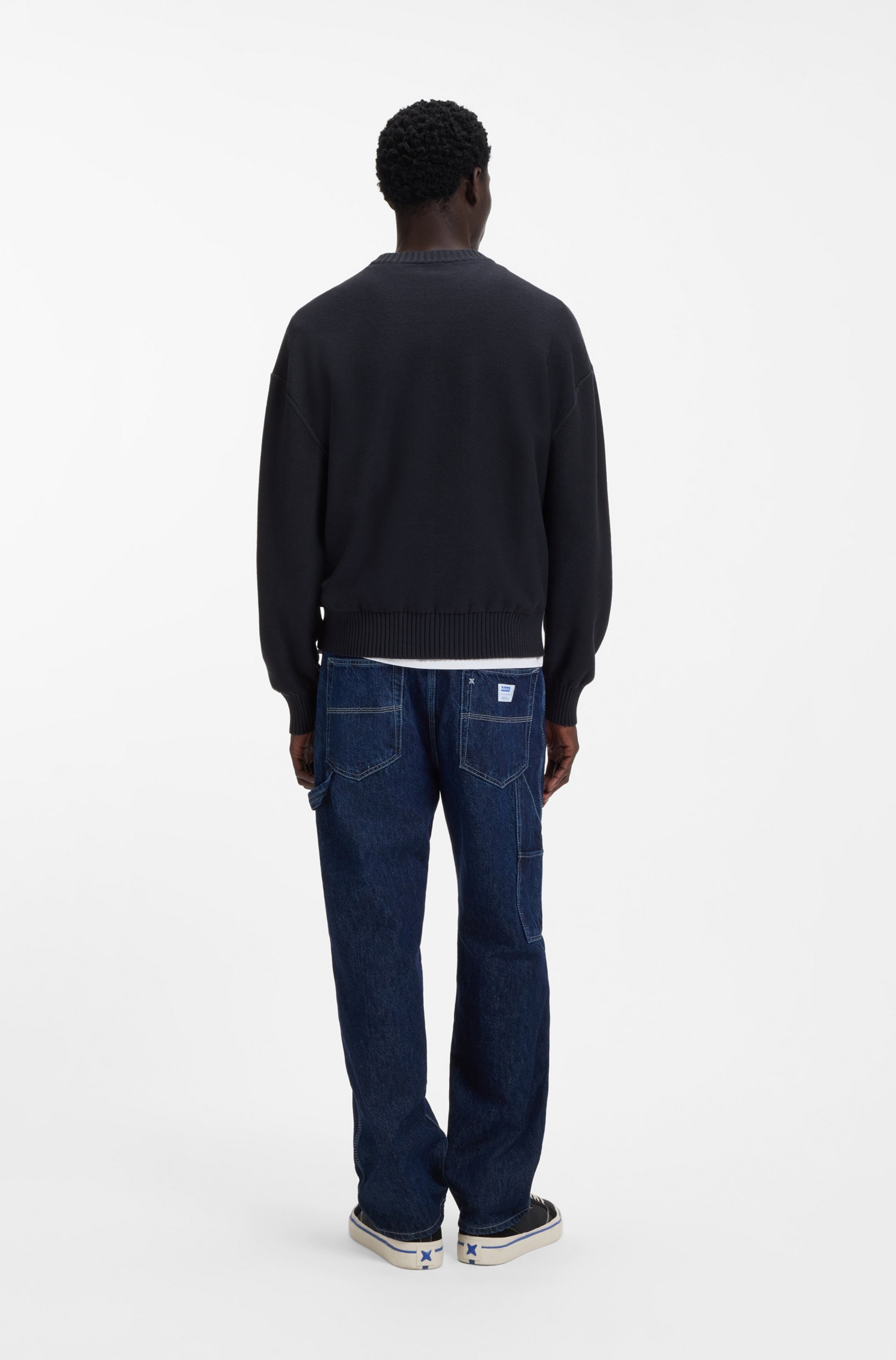 HUGO Blue Pull en tricot Relaxed Fit, Rundhalsausschnitt, softe Strickqualität