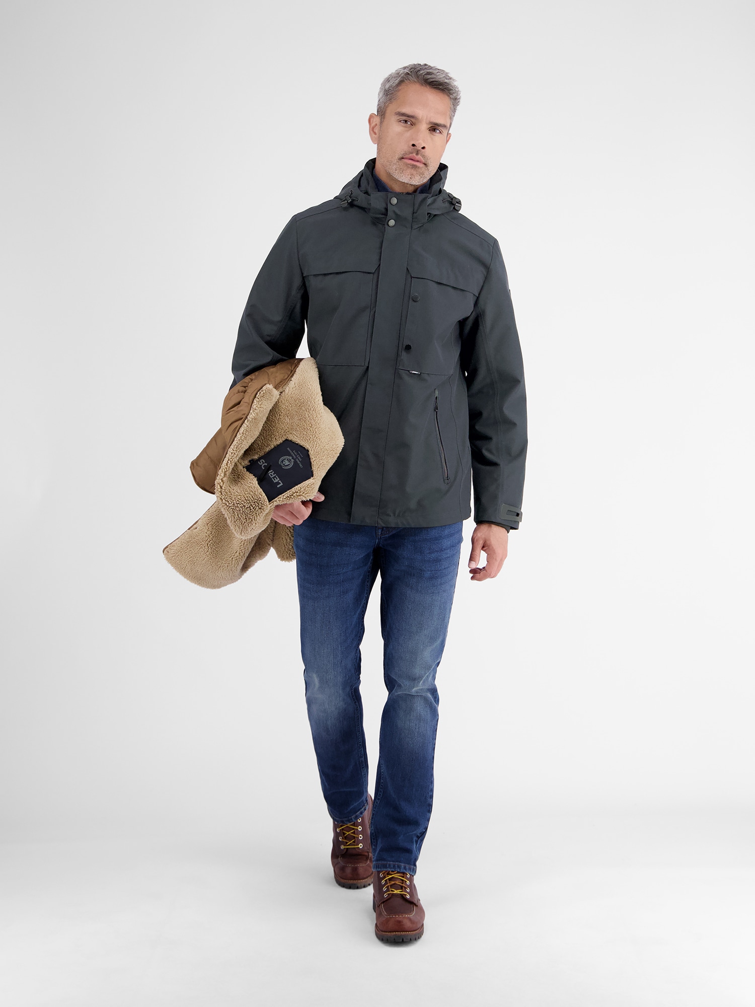 LERROS Veste d'hiver »Herren Winterjacke mit herausnehmbarer Innenjacke« mit Kapuze