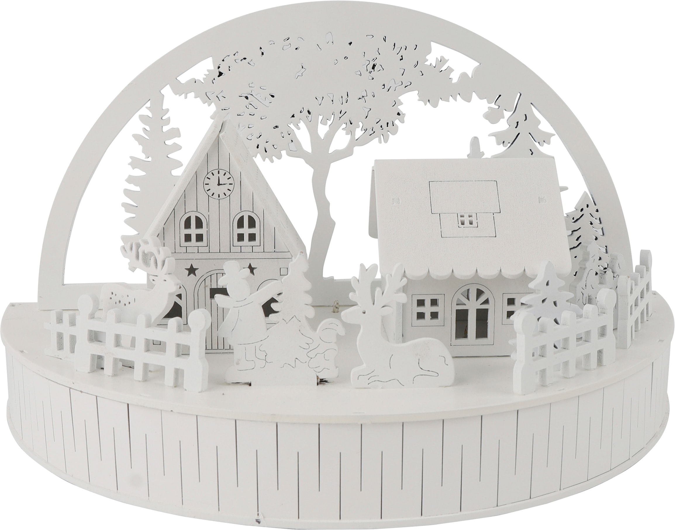 GOODproduct Weihnachtsdorf »Weihnachtsszene mit LED-Licht« Holz, weisses Dorf mit Häusern und Rentieren