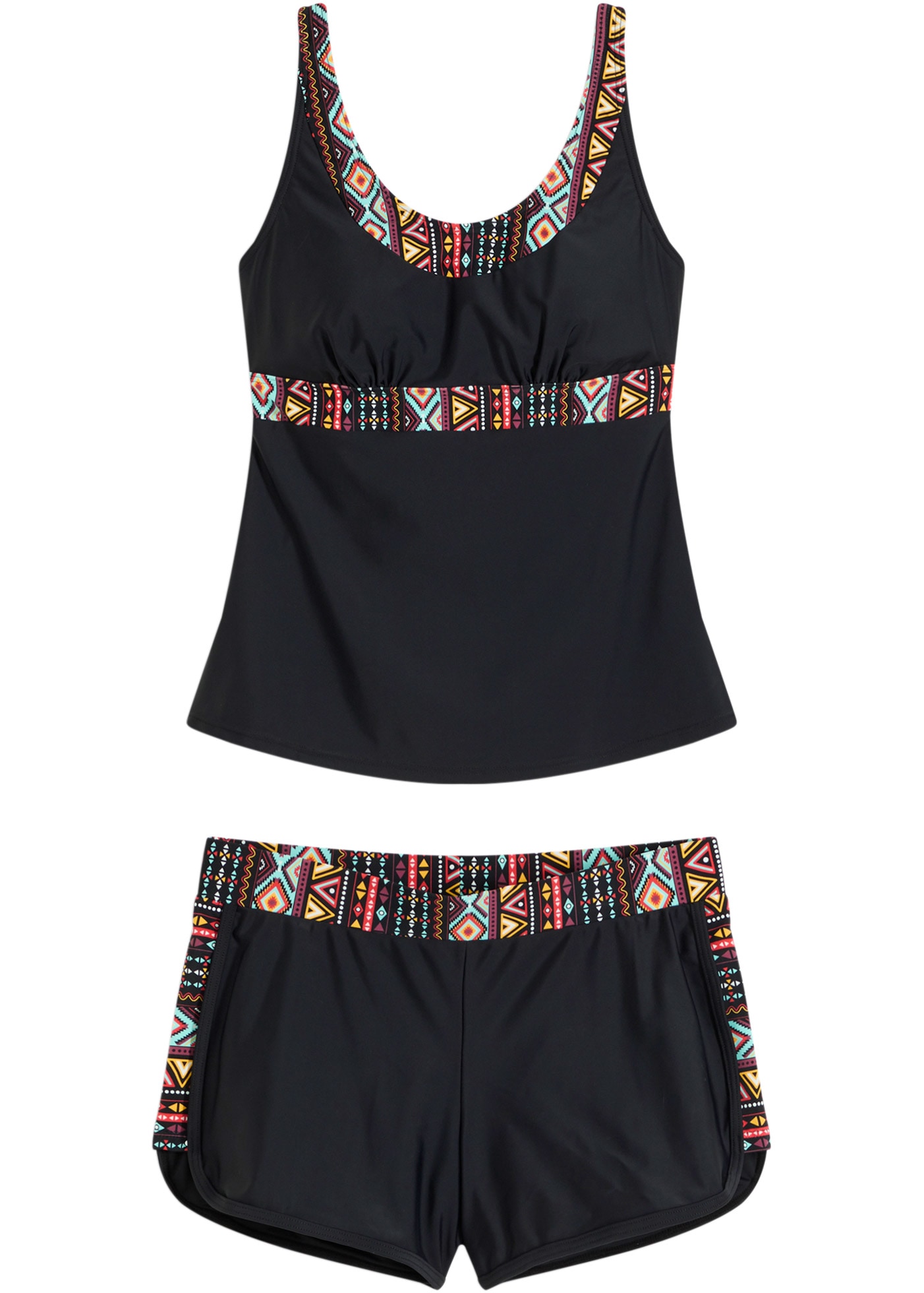 bonprix Tankini Set, 2 cuis kontrastfarbige Details, sportlicher Stil, elastisches Obermaterial