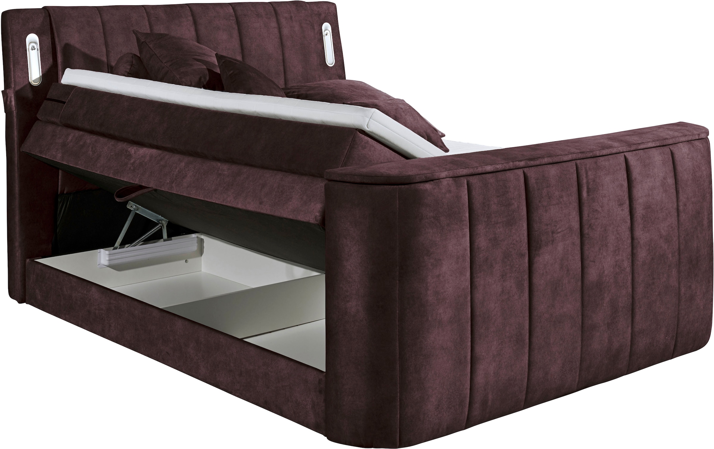 ED EXCITING DESIGN Lit boxspring »Dallas« 7 cuis tlg. inkl. Topper, LED-Beleuchtung, TV Halterung und zwei Bettkästen