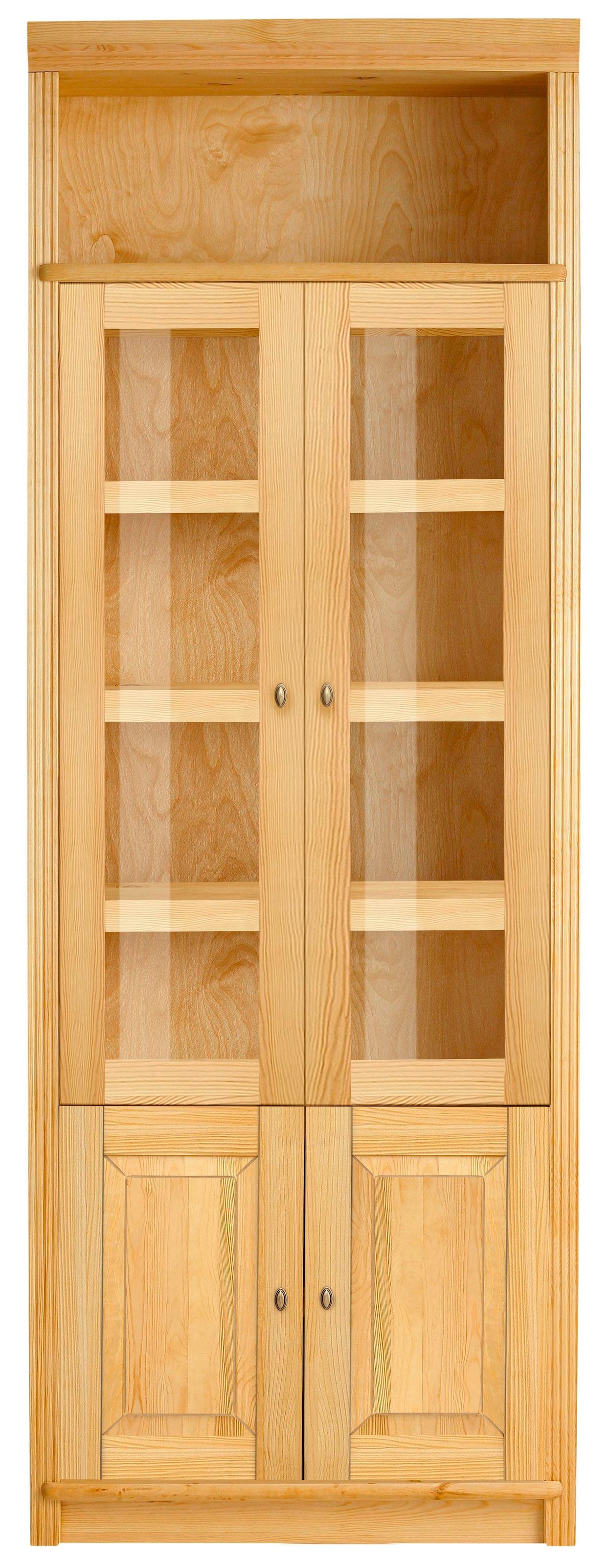 Home affaire Bücherregal »Soeren Vitrine mit 2 Glastüren, Breite/Tiefe: 80/220 cm« Kiefer massiv, Tiefe 29 cm, 2 Holz- und 2 Türen mit Klarglas- Einsatz