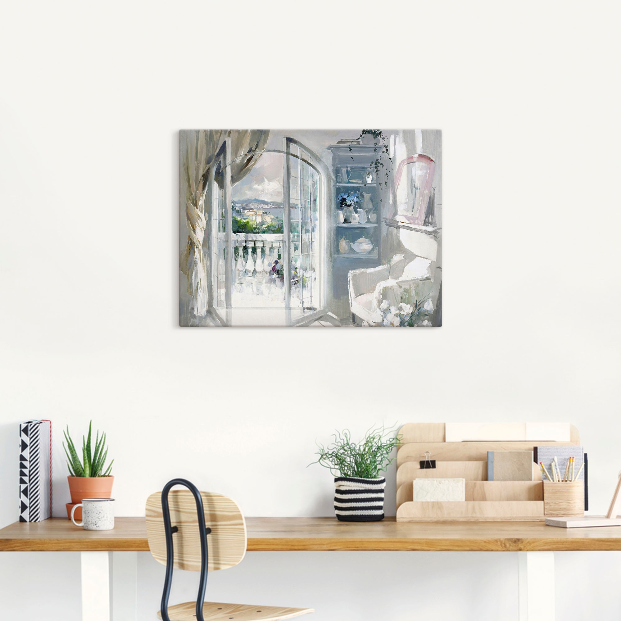 Artland Leinwandbild »Sonniger Raum« Fensterblick 1 Stk. tlg. auf Holzrahmen gespannt