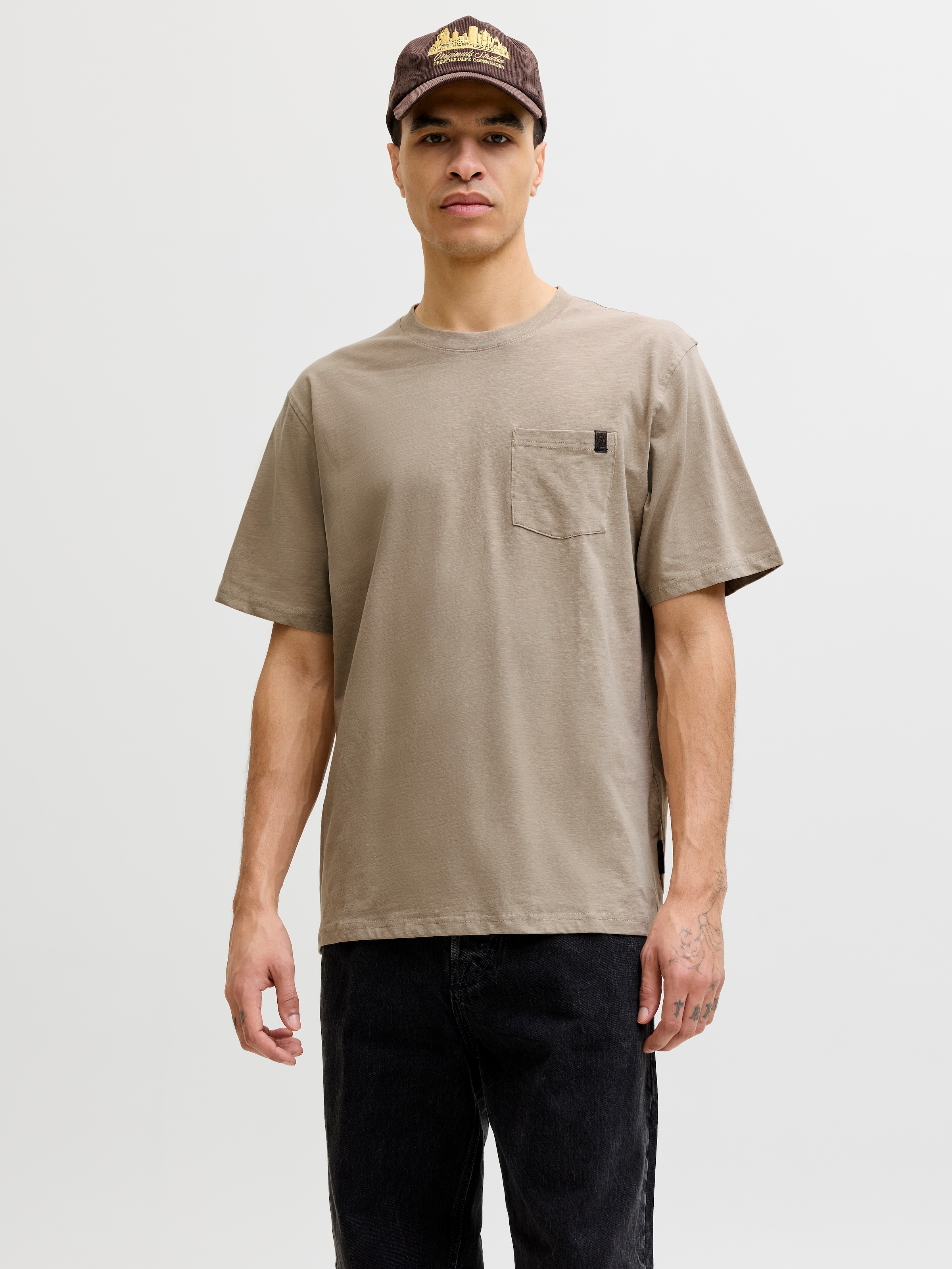 Jack & Jones T-shirt à manches courtes »JJEDOVER SLUB TEE SS NOOS« mélange coton, coupe décontractée