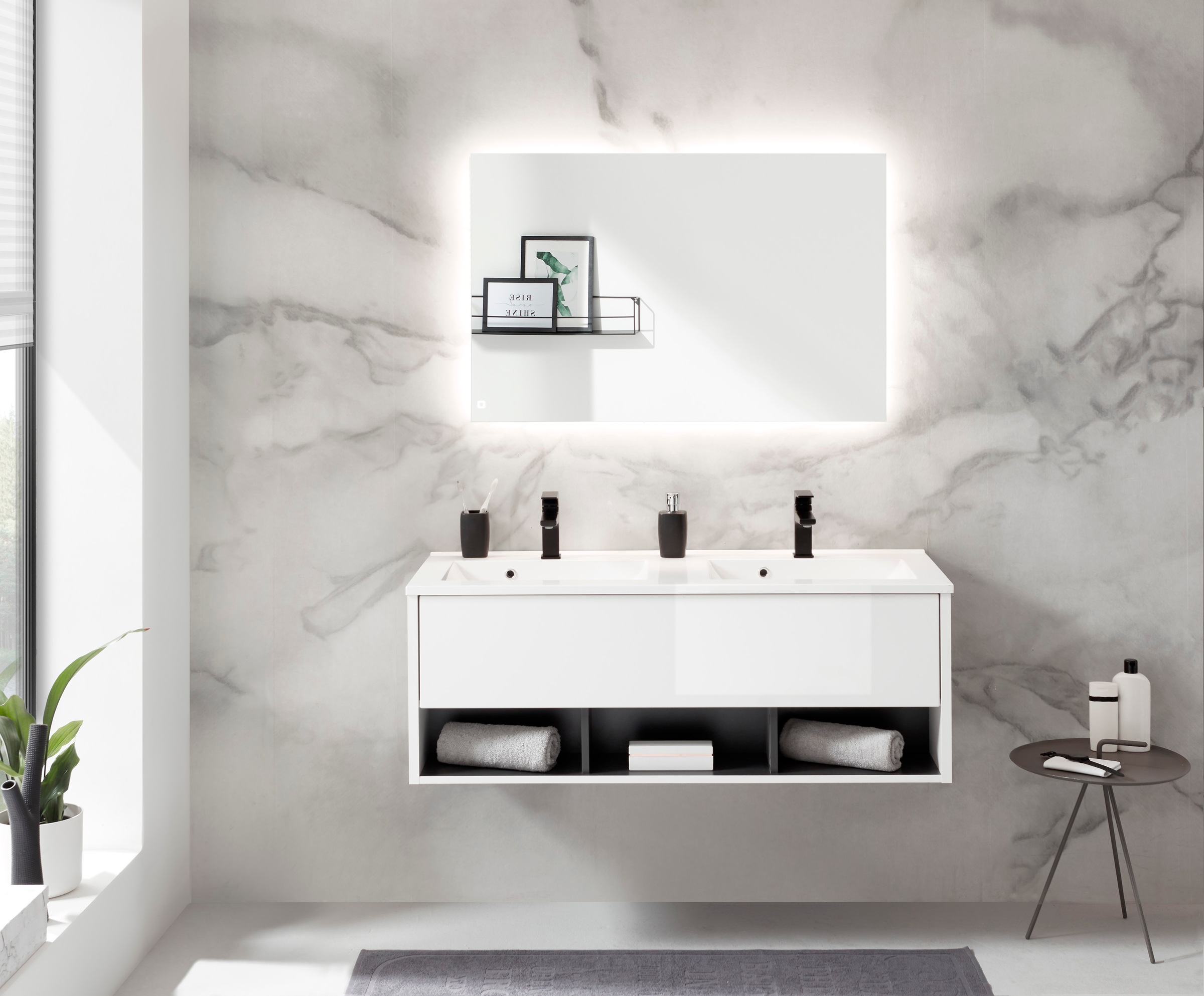 PLACES OF STYLE Badmöbel-Set »Studio Line, Bad im modernen Design, 2-teiliges Badezimmer« 2 Stk. tlg.