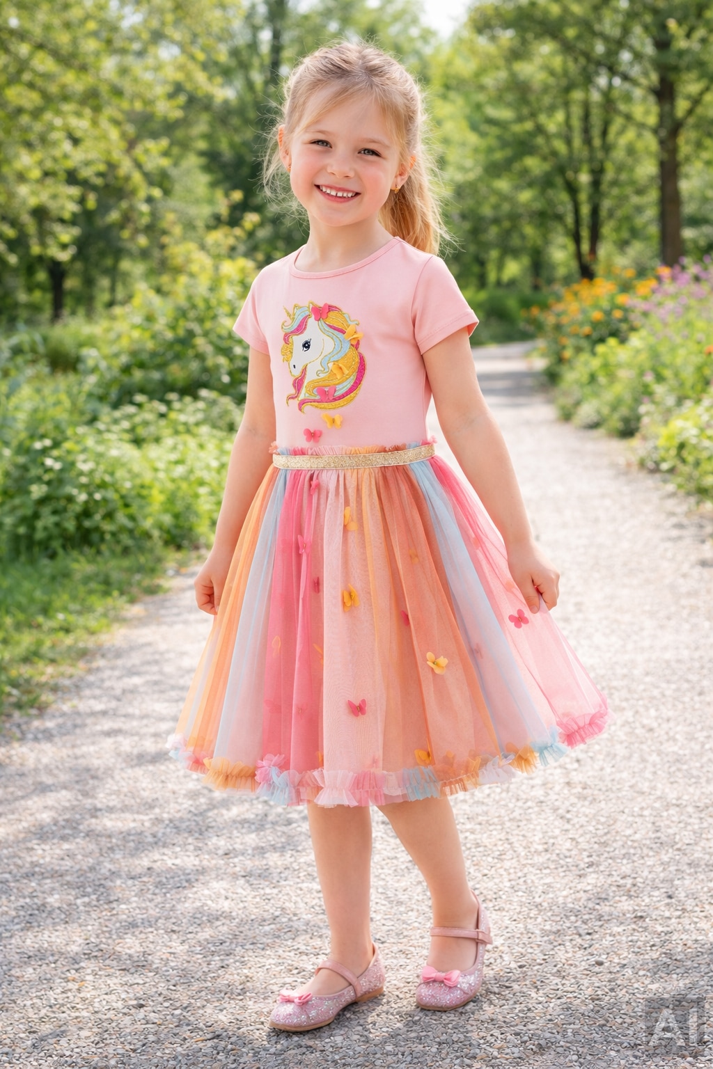 happy girls Jerseykleid mit Tüllrock und süsser Einhornstickerei